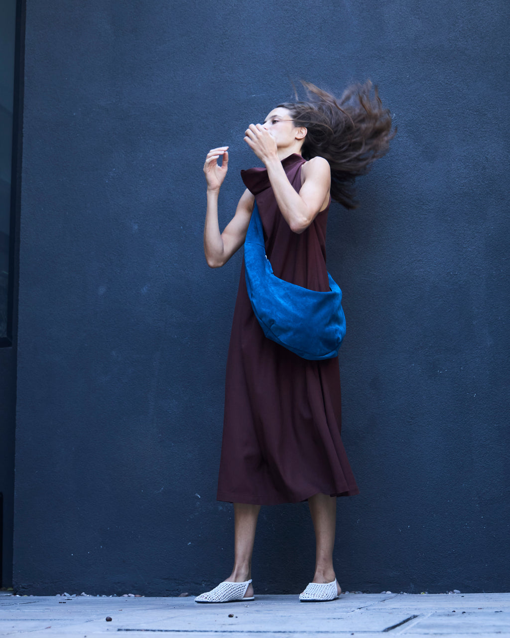 Vestido Drapeado Vie Lino Carmenere