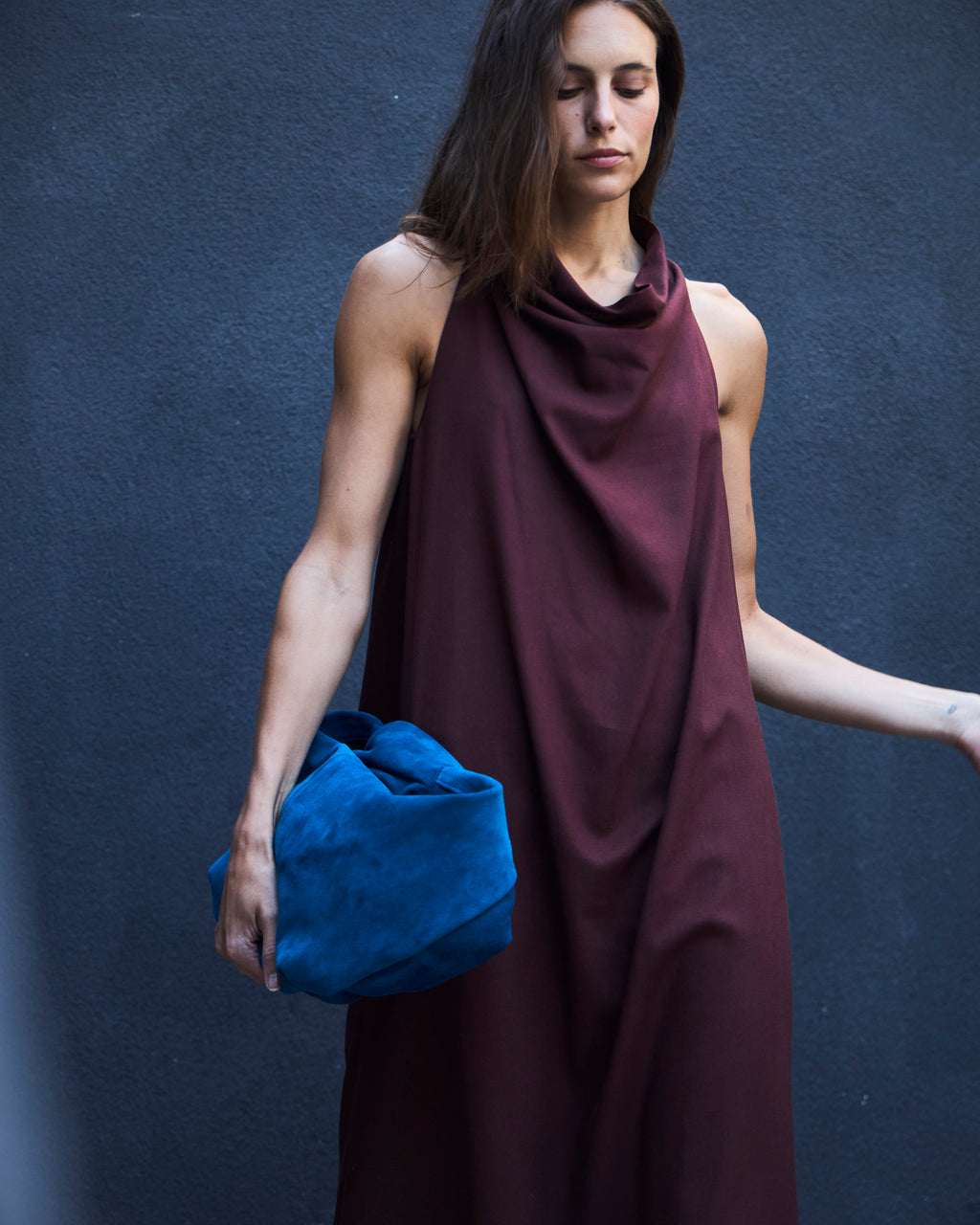 Vestido Drapeado Vie Lino Carmenere