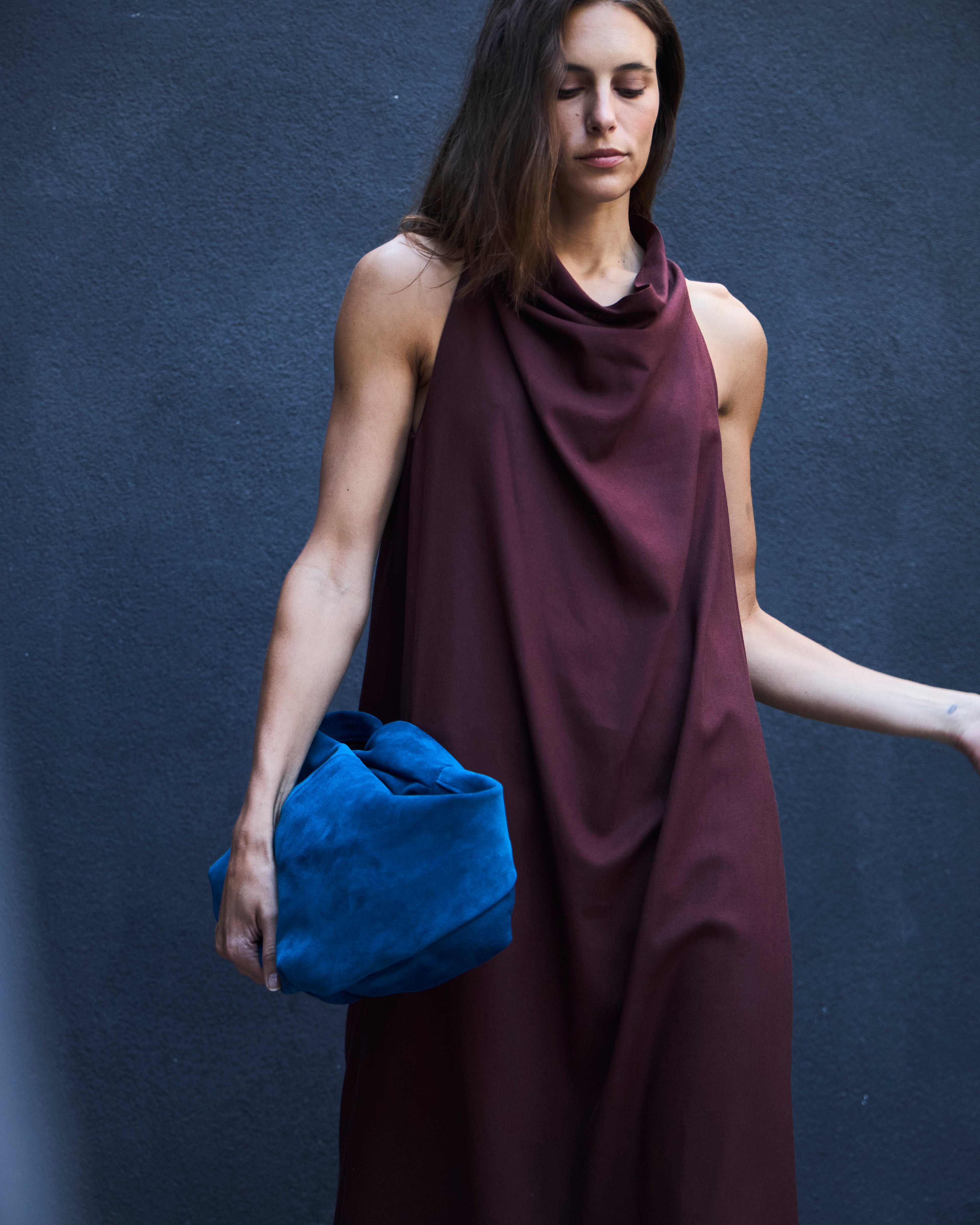 Vestido Drapeado Vie Lino Carmenere