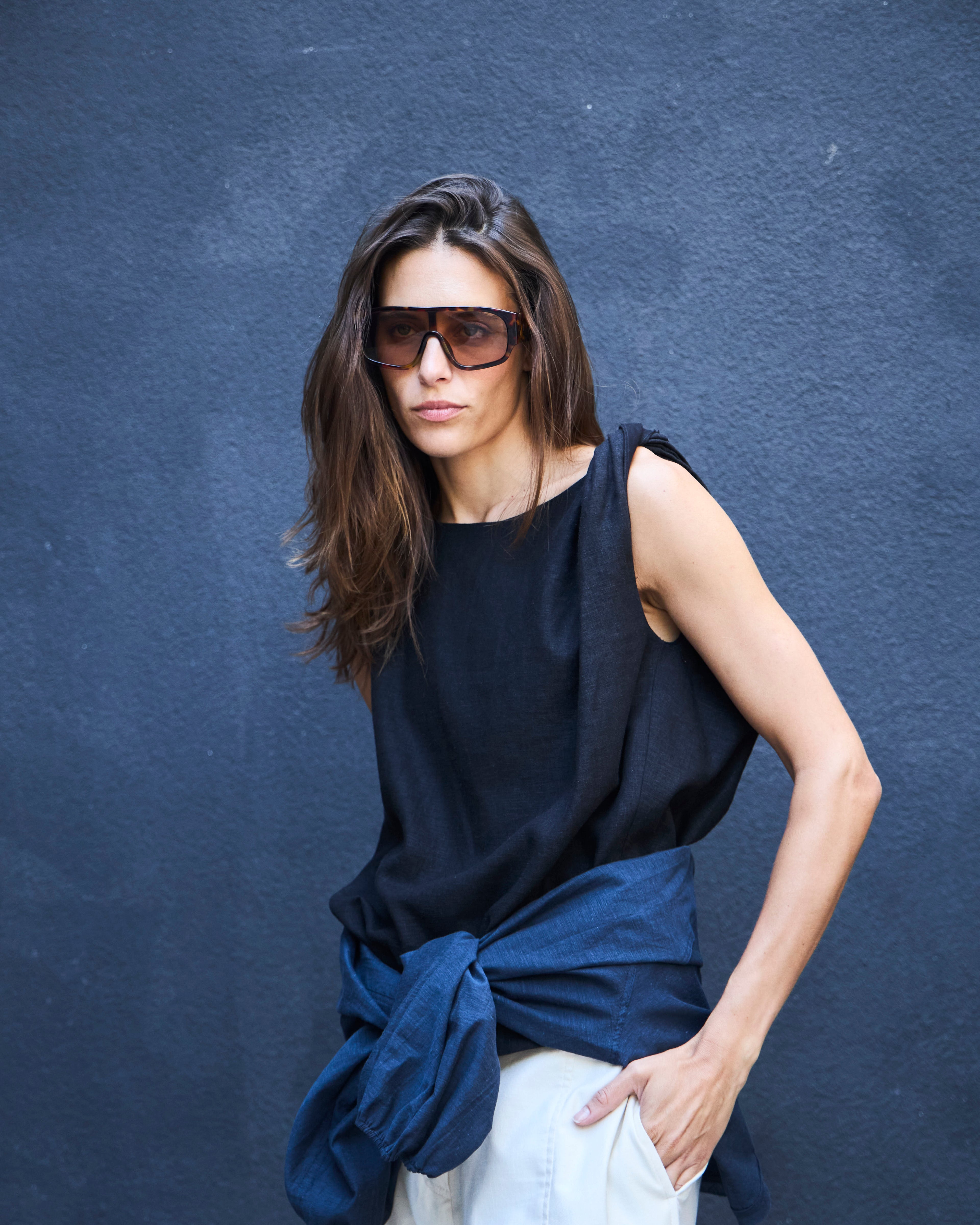 Top Chaleur Lino Negro