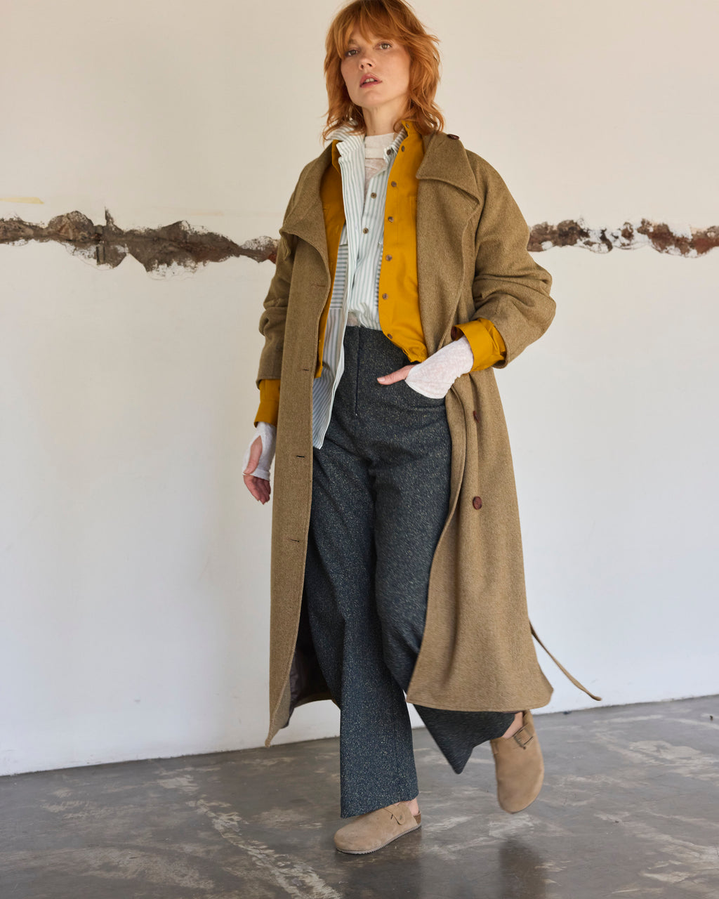 Abrigo Pivoine Lana Senape