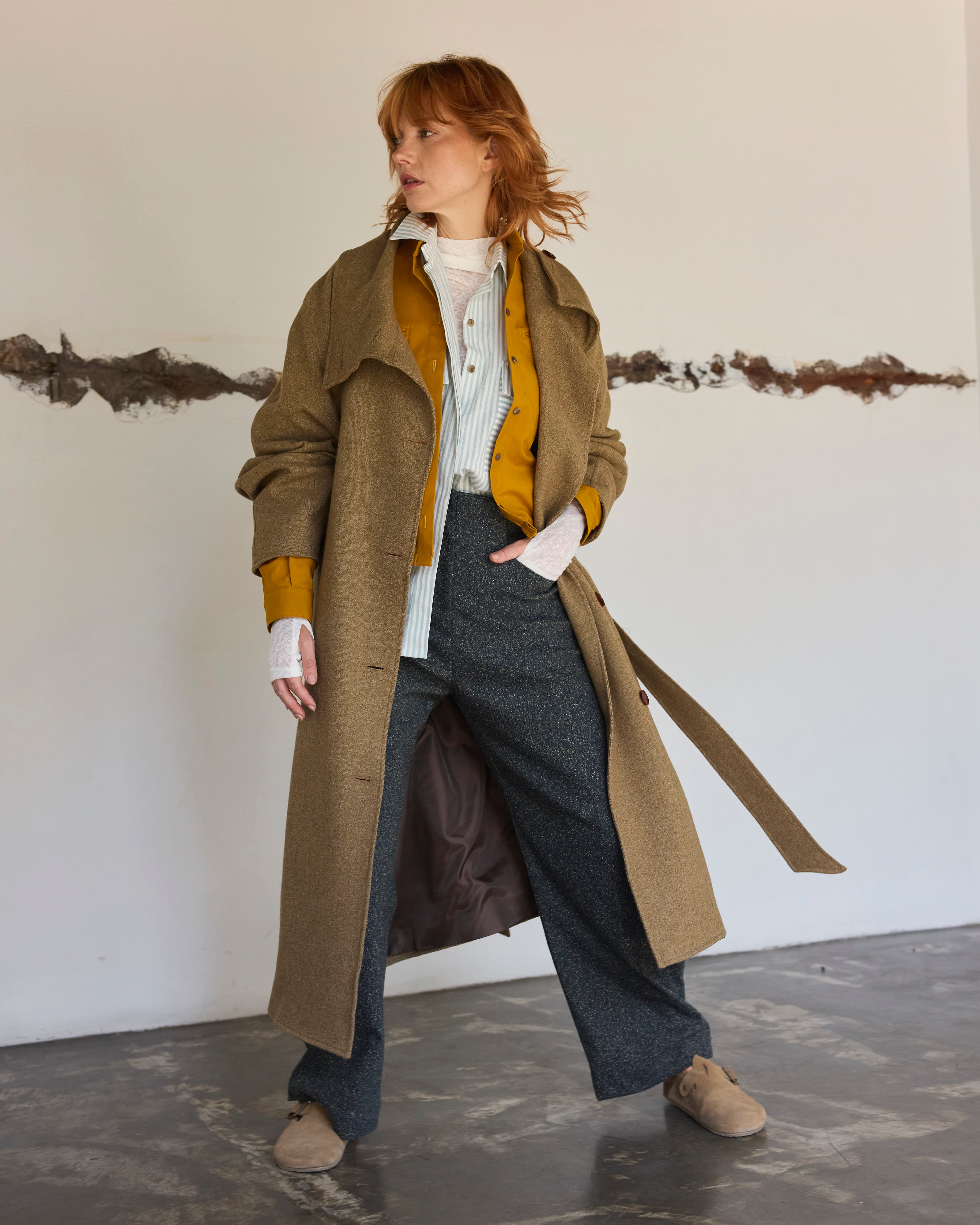 Abrigo Pivoine Lana Senape