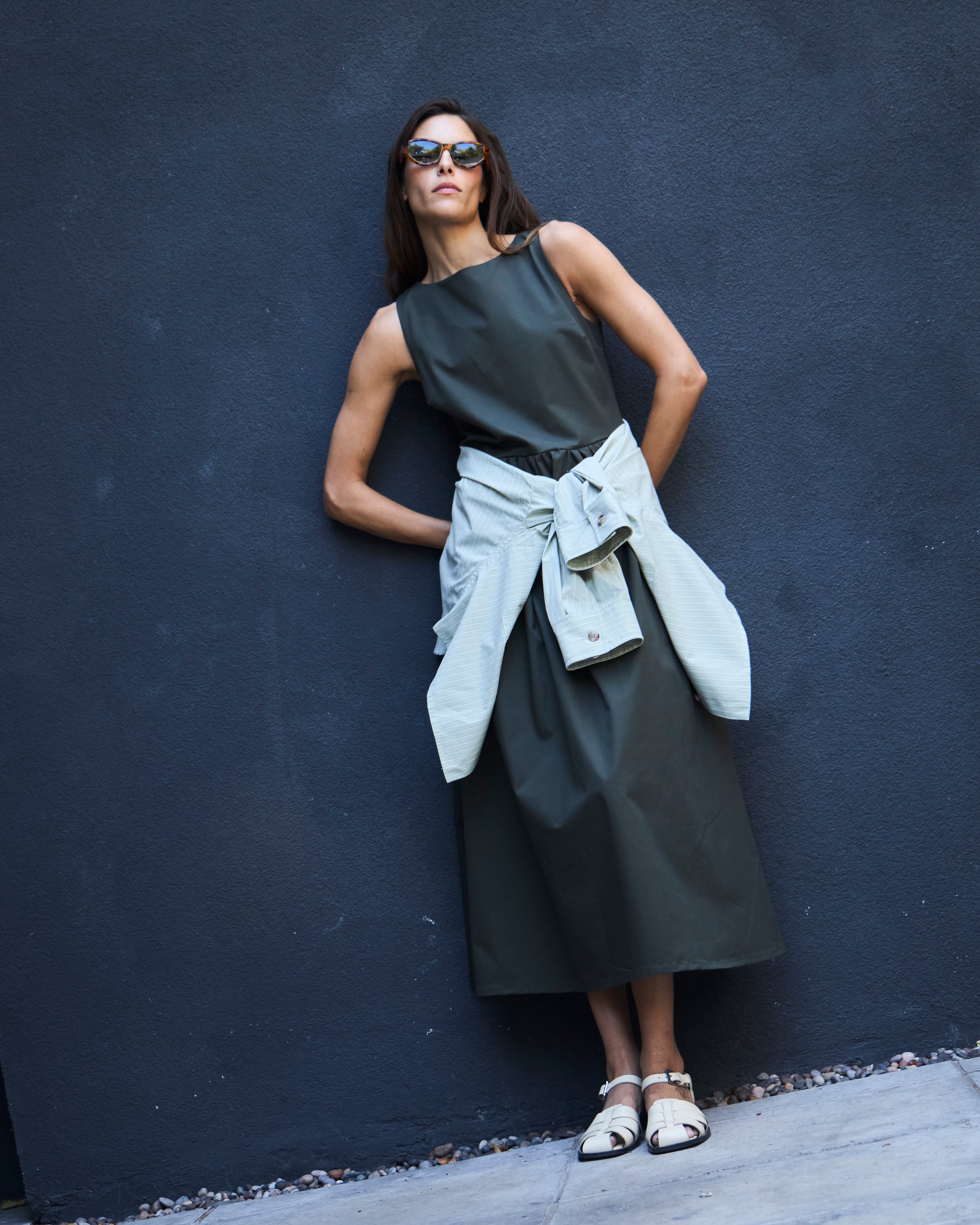 Vestido Clair Algodon Verde Musgo