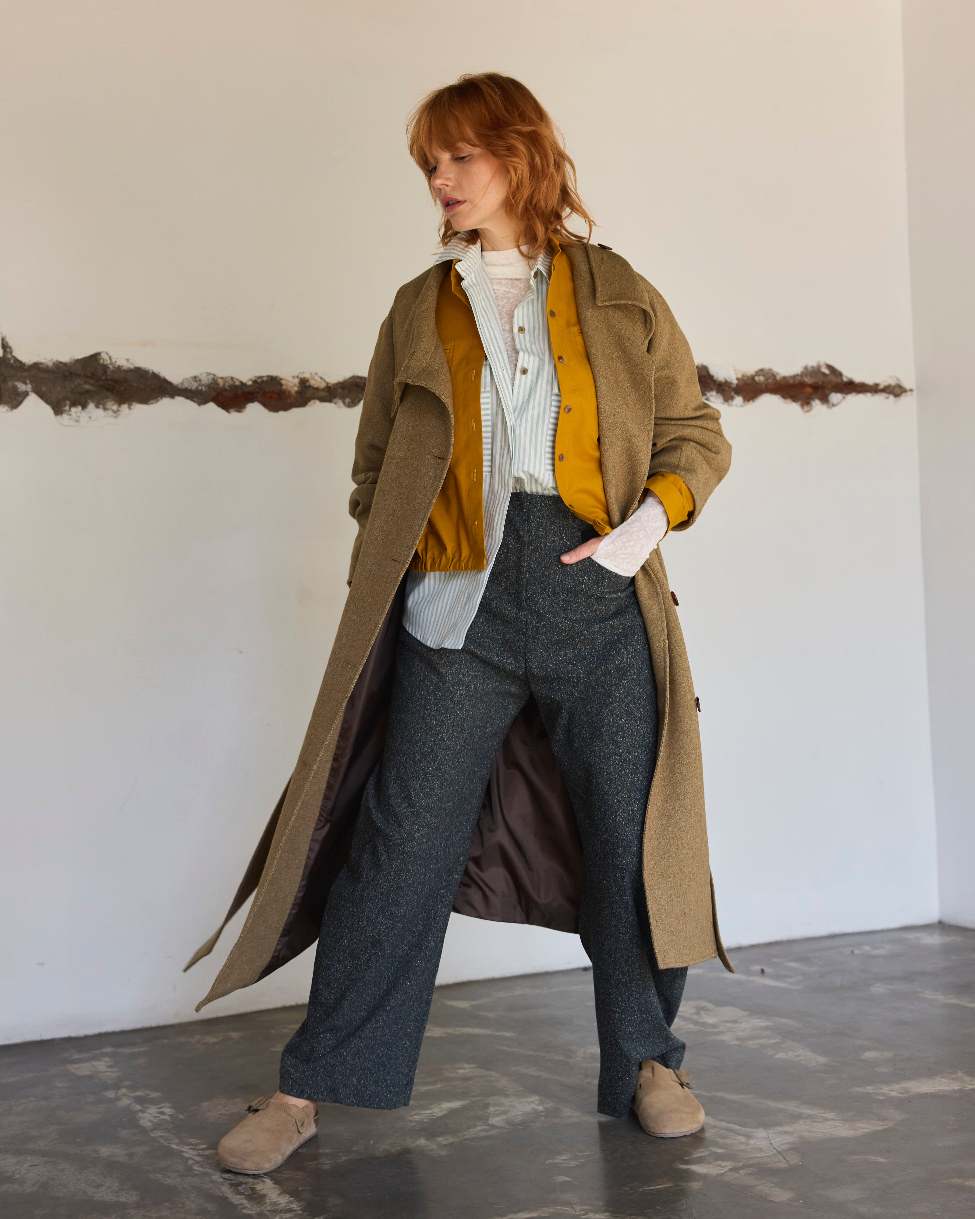 Abrigo Pivoine Lana Senape