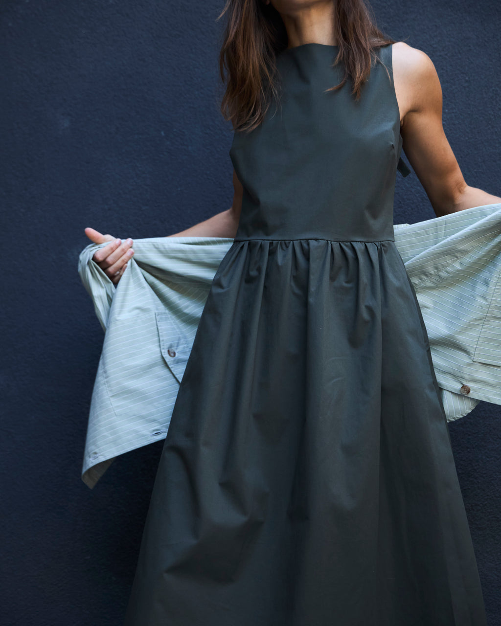 Vestido Clair Algodon Verde Musgo