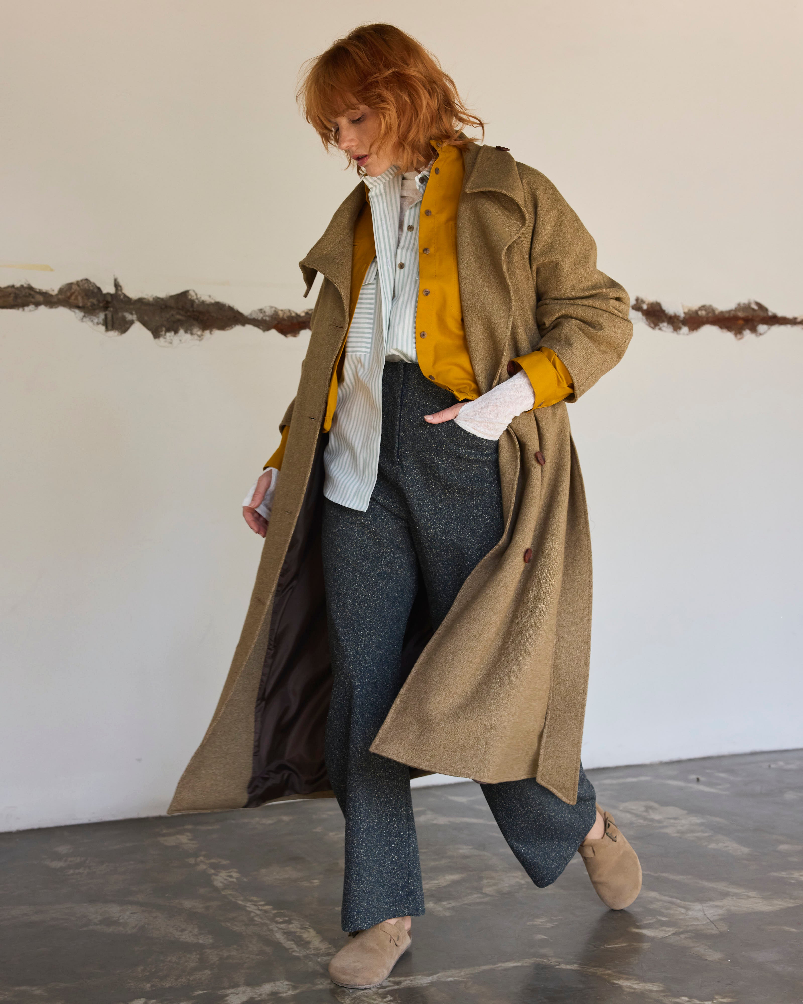 Abrigo Pivoine Lana Senape