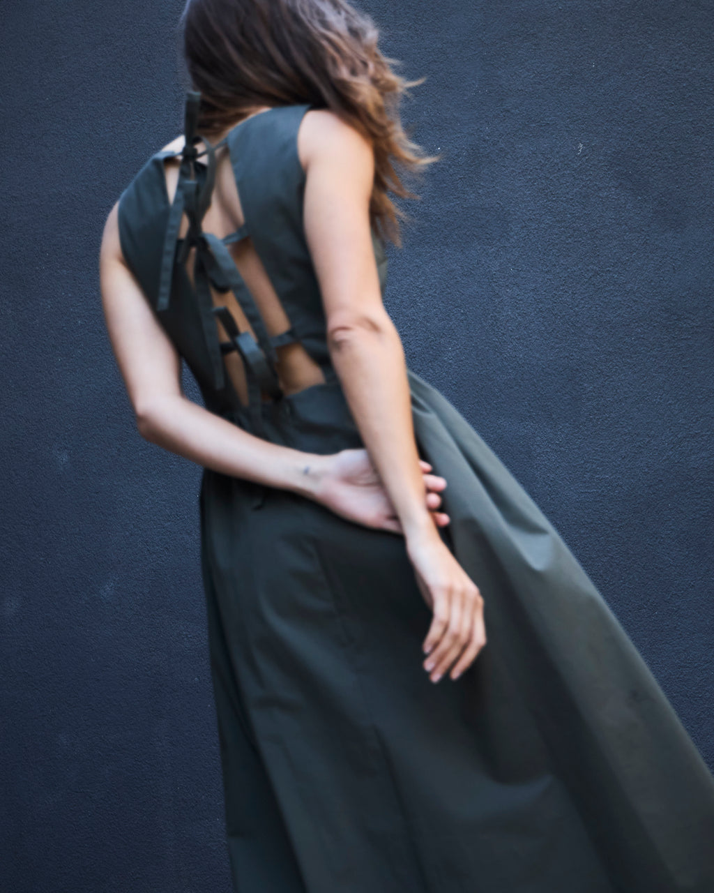 Vestido Clair Algodon Verde Musgo