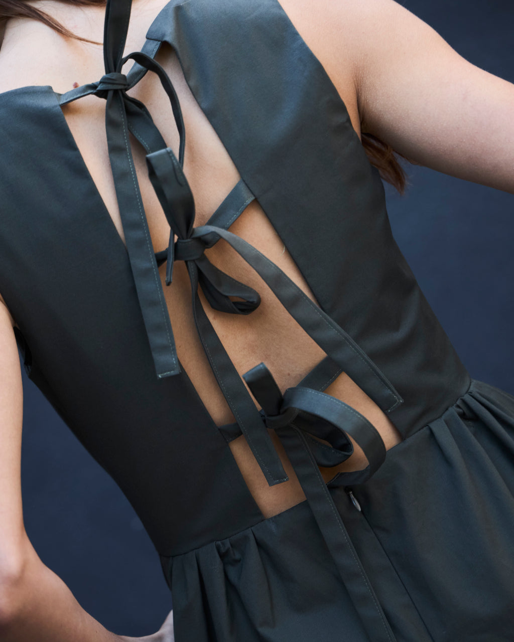 Vestido Clair Algodon Verde Musgo