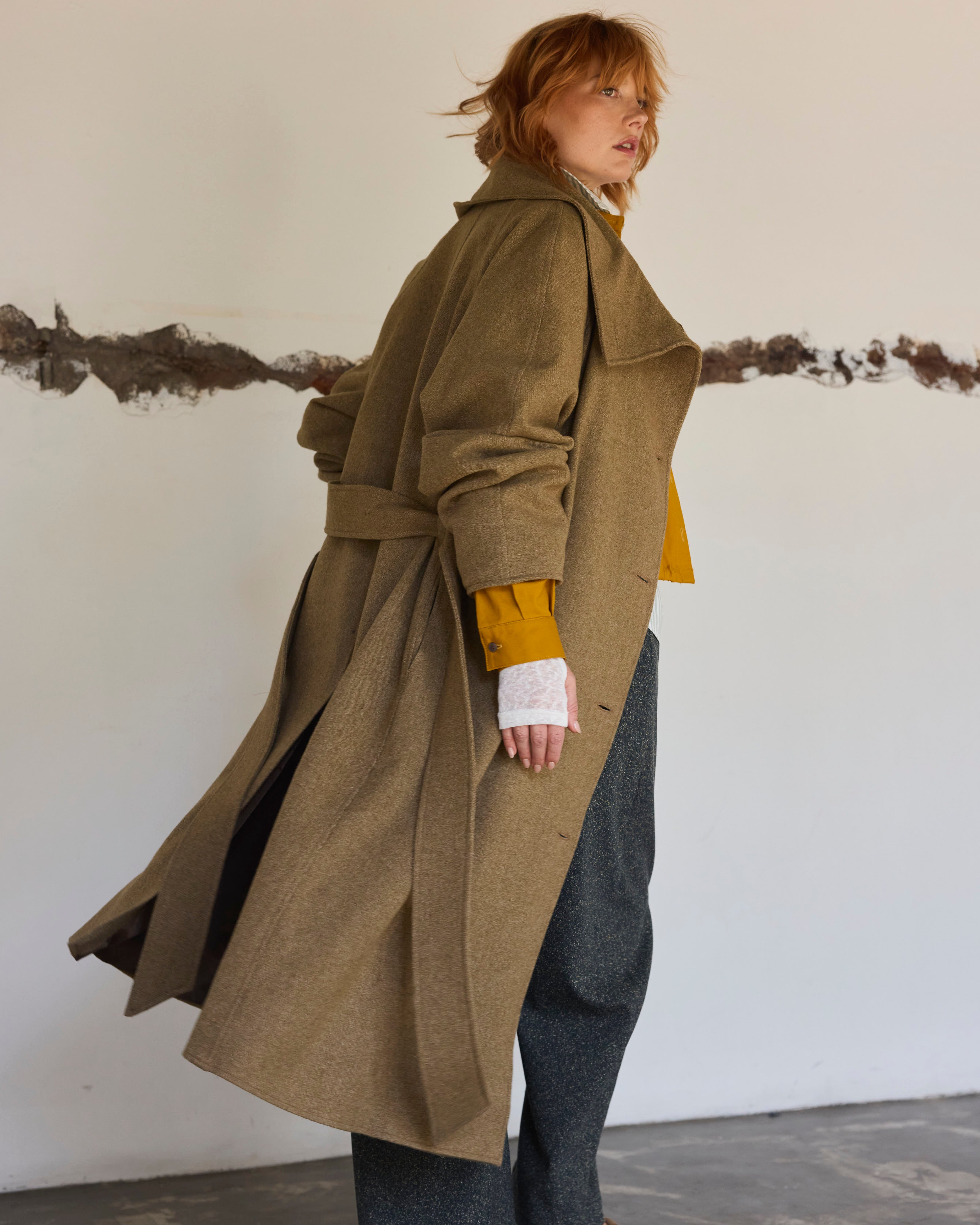 Abrigo Pivoine Lana Senape