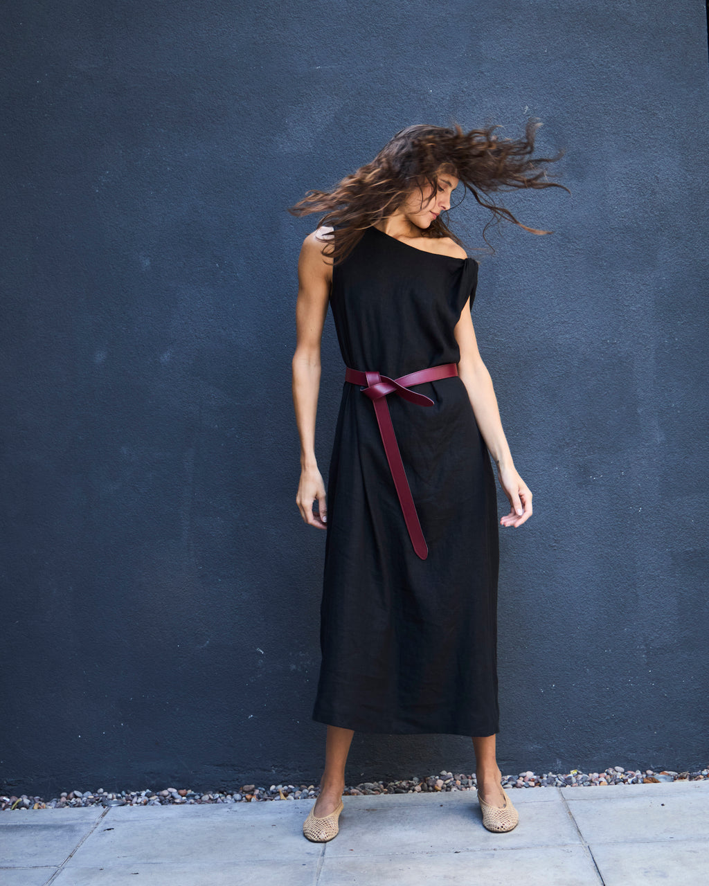 Cinturón Reversible Narcisse Negro-Burdeo 100% Cuero