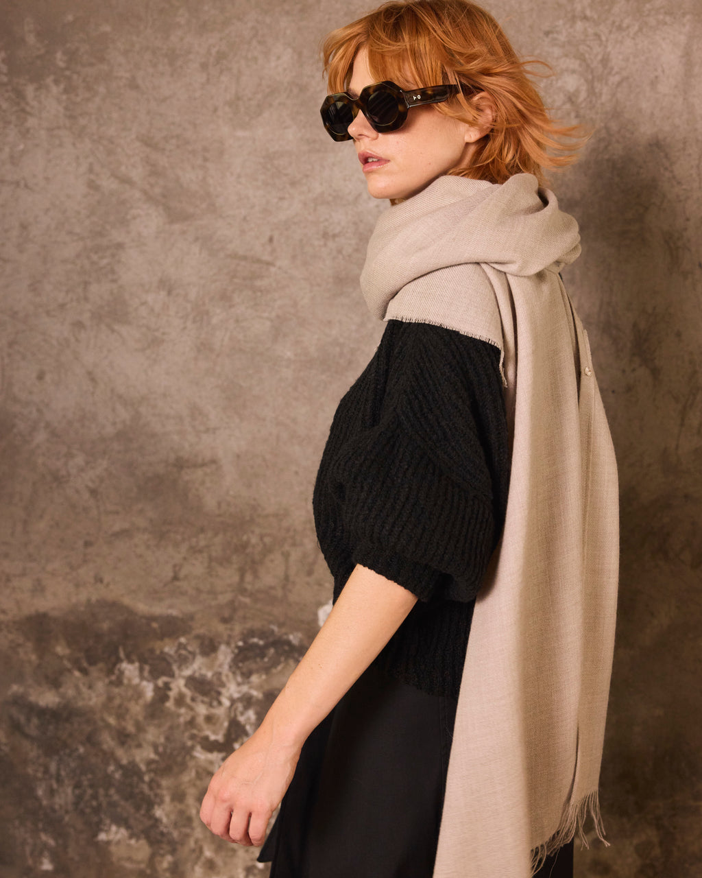 Bufanda Lavande 100% Baby Alpaca Champagne