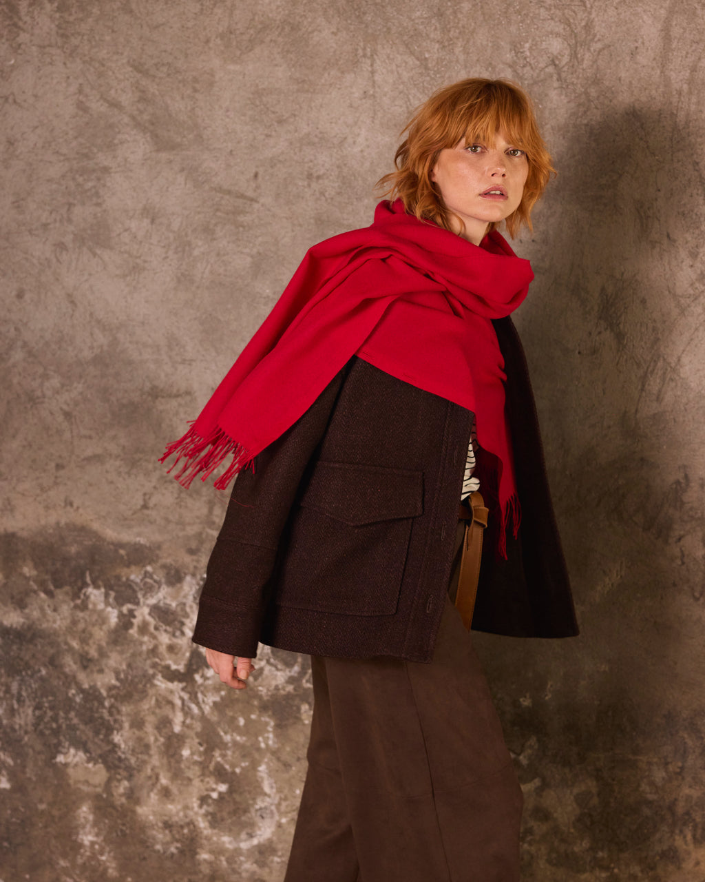 Bufanda Lavande 100% Baby Alpaca Roja