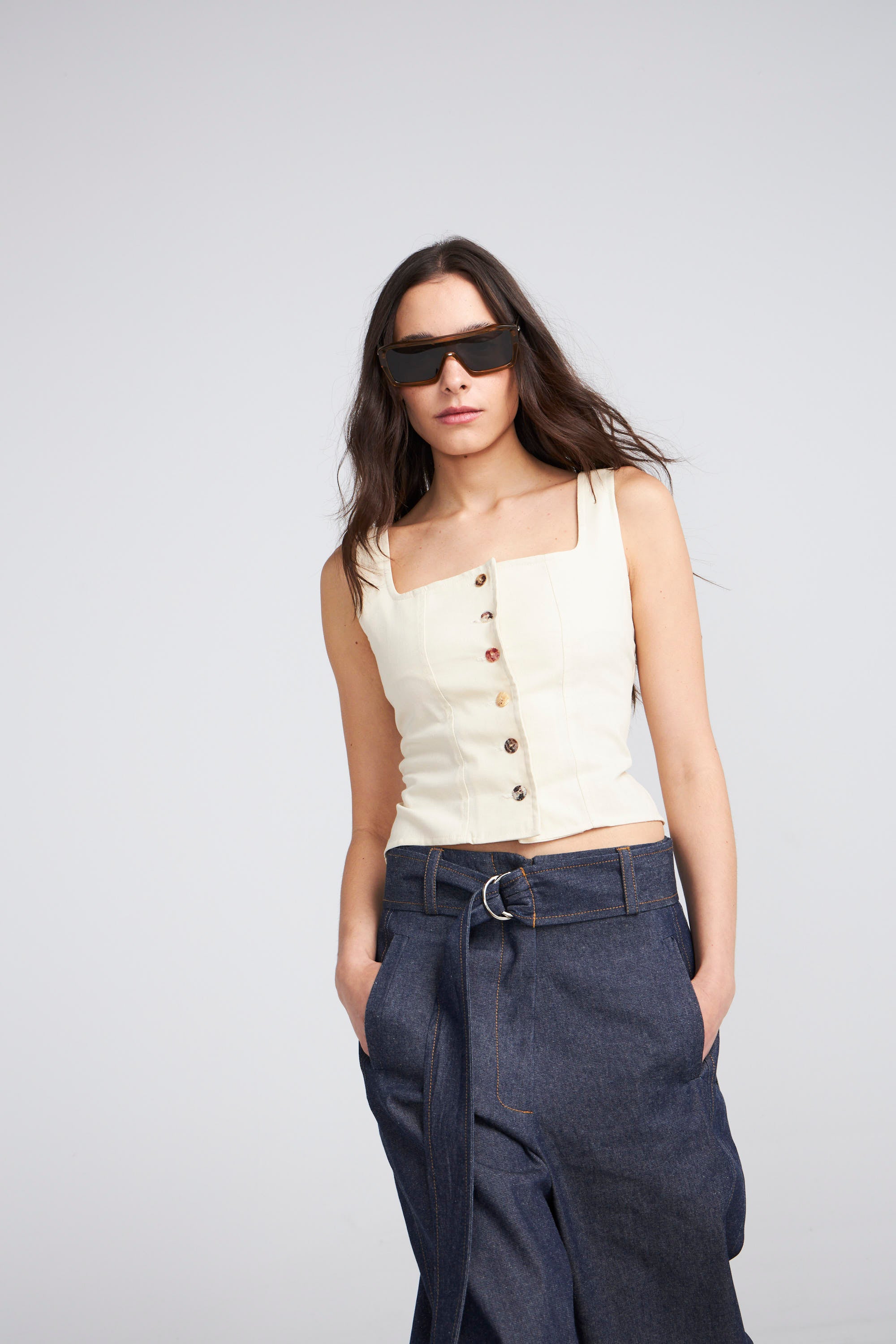 Top Varo Algodón Vainilla