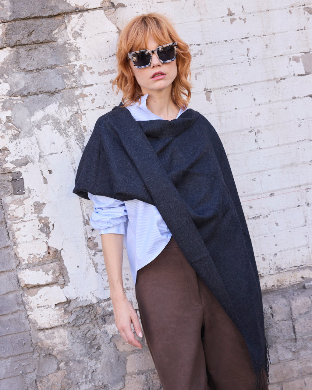 Bufanda Lavande 100% Baby Alpaca Gris Oscuro