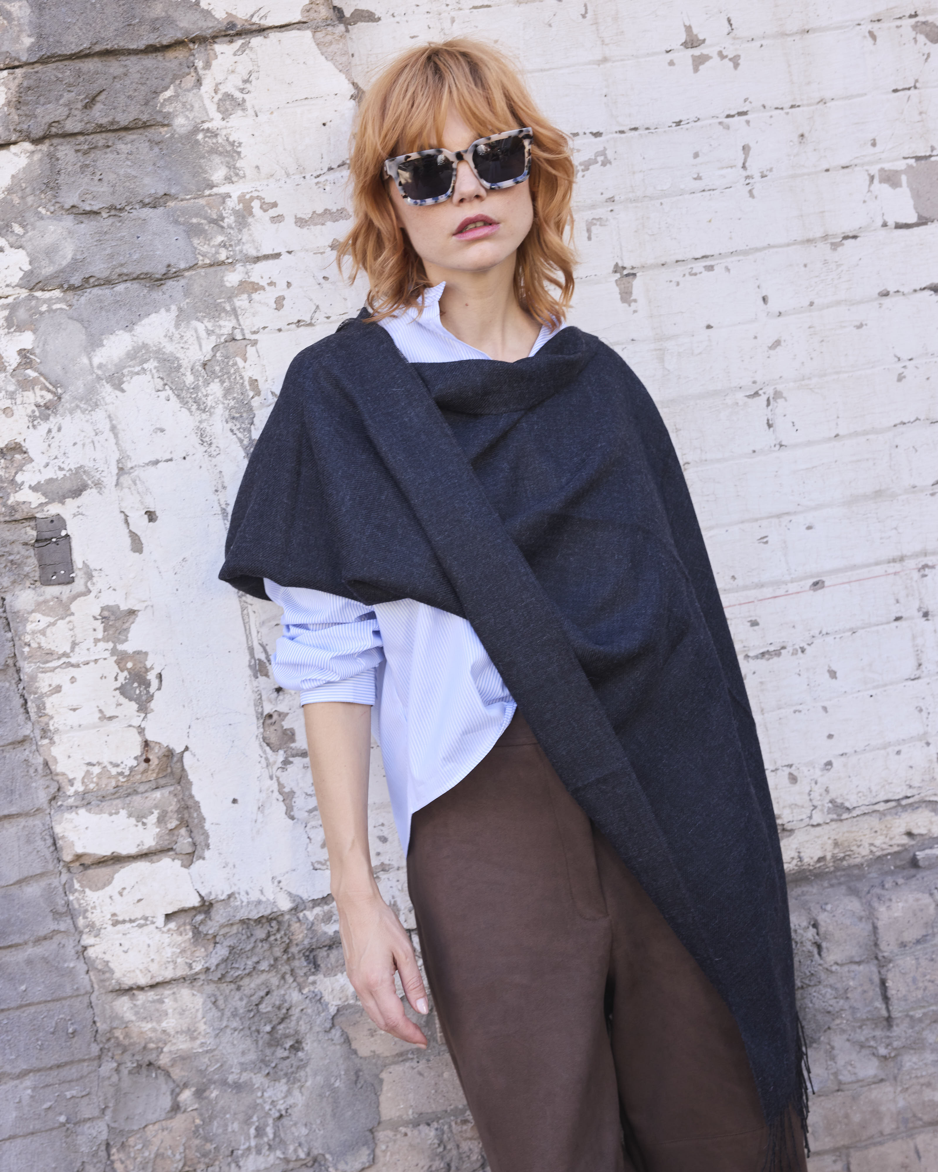 Bufanda Lavande 100% Baby Alpaca Gris Oscuro