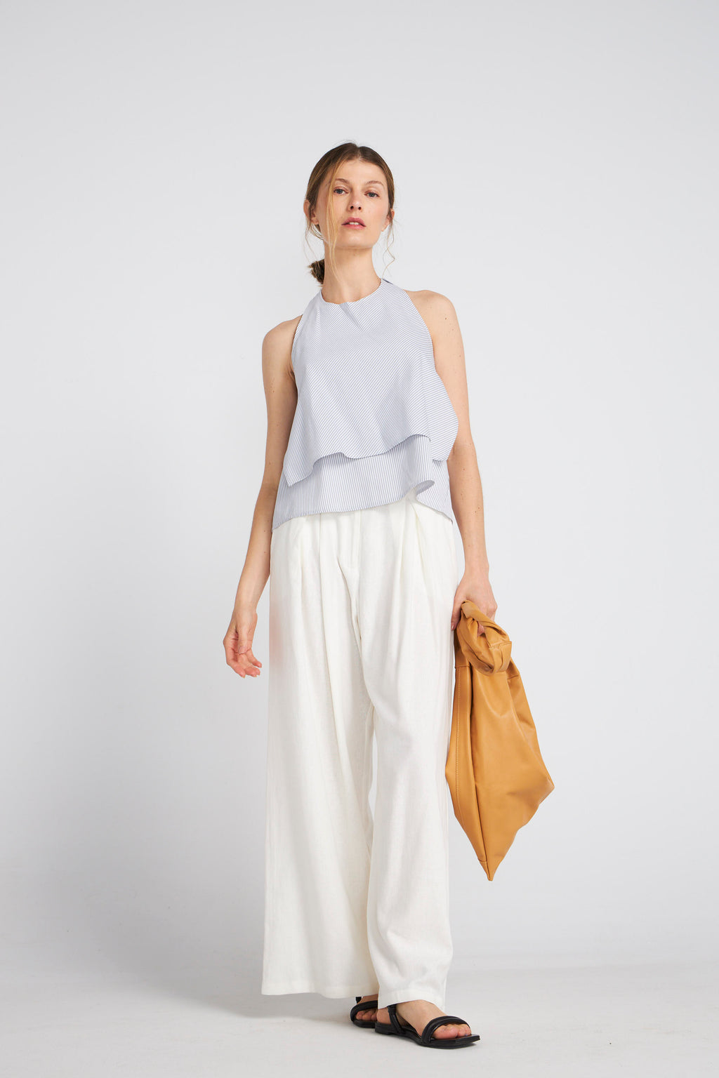 Top Klint Listado Algodón Gris Claro