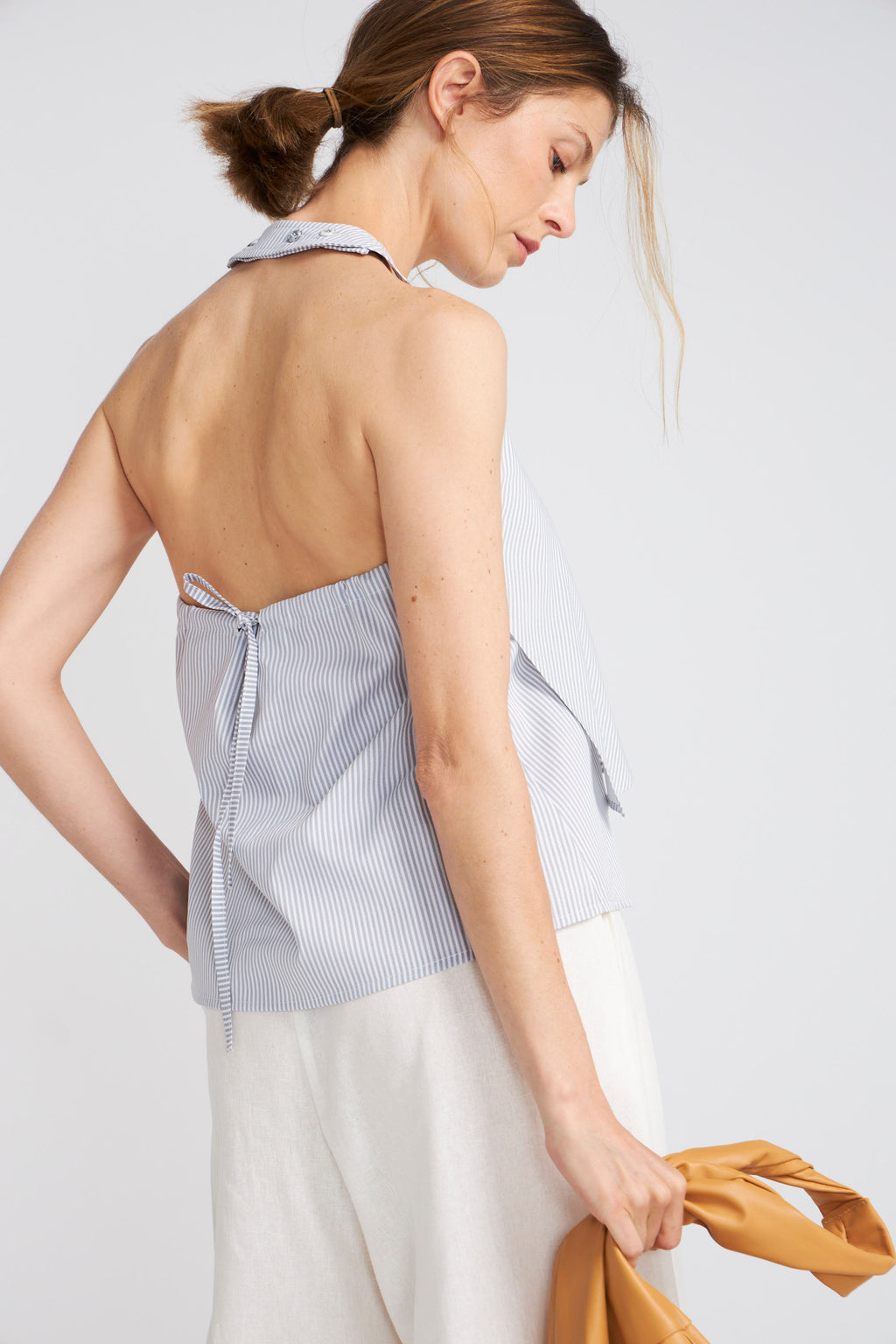 Top Klint Listado Algodón Gris Claro