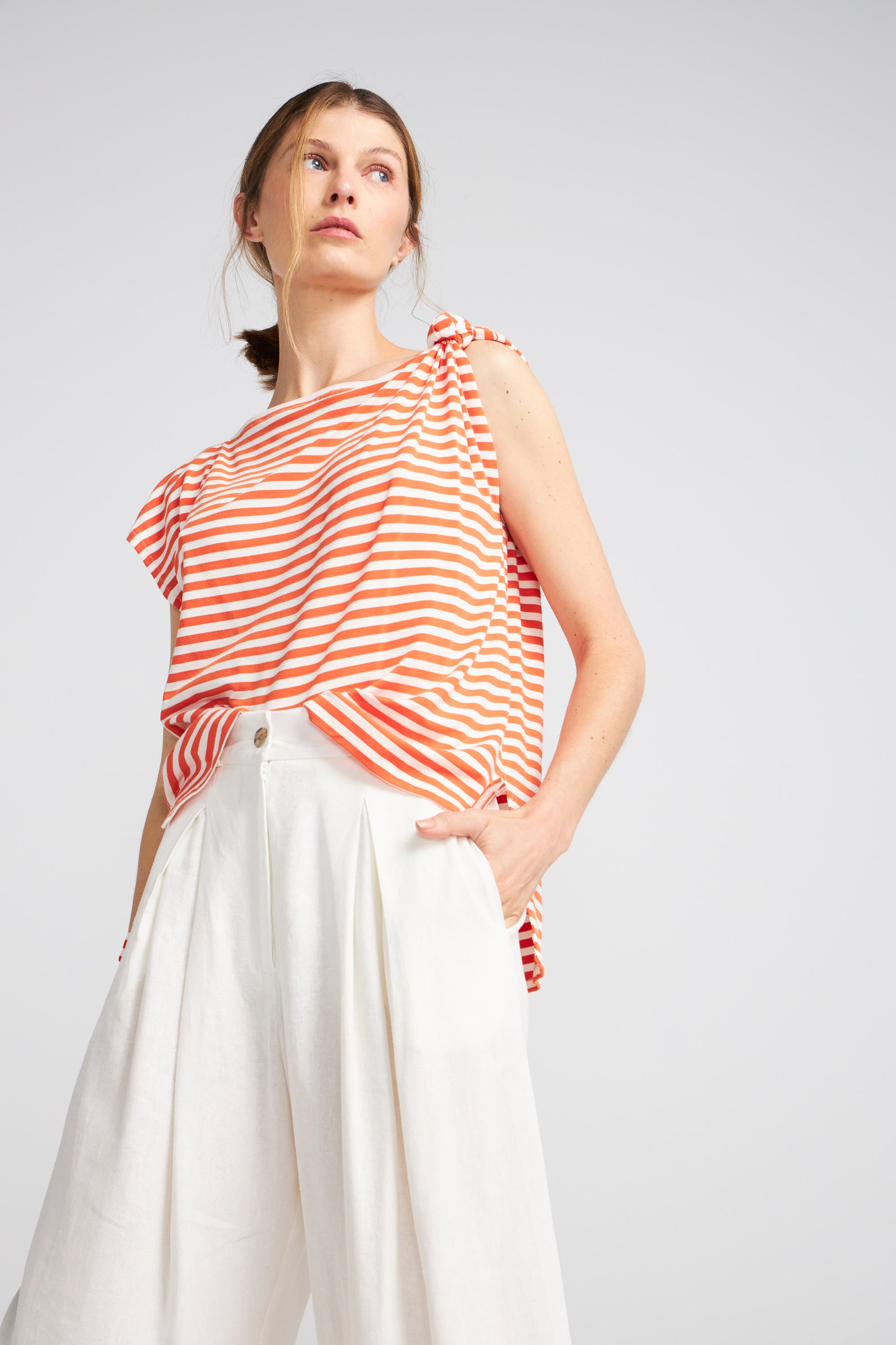 Polera Monet Listada Naranja