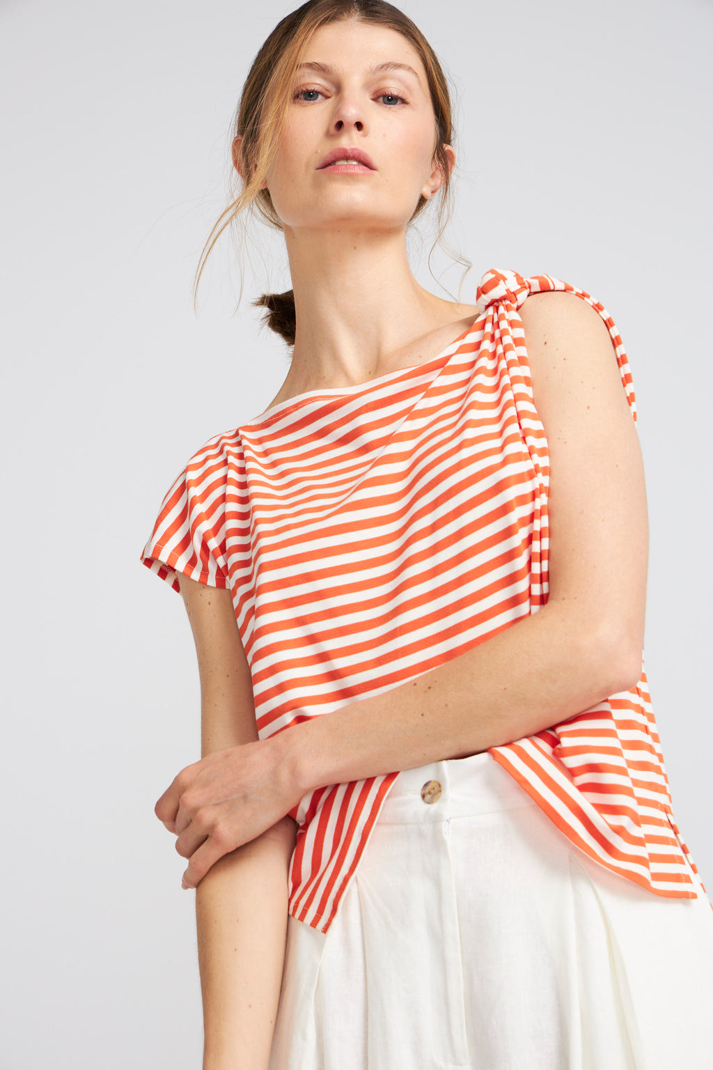 Polera Monet Listada Naranja