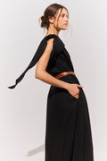 Vestido Nudo Ondine Lino Negro