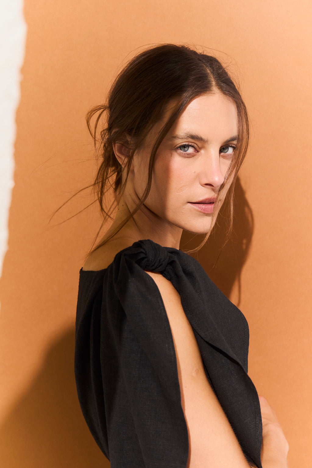 Vestido Nudo Ondine Lino Negro