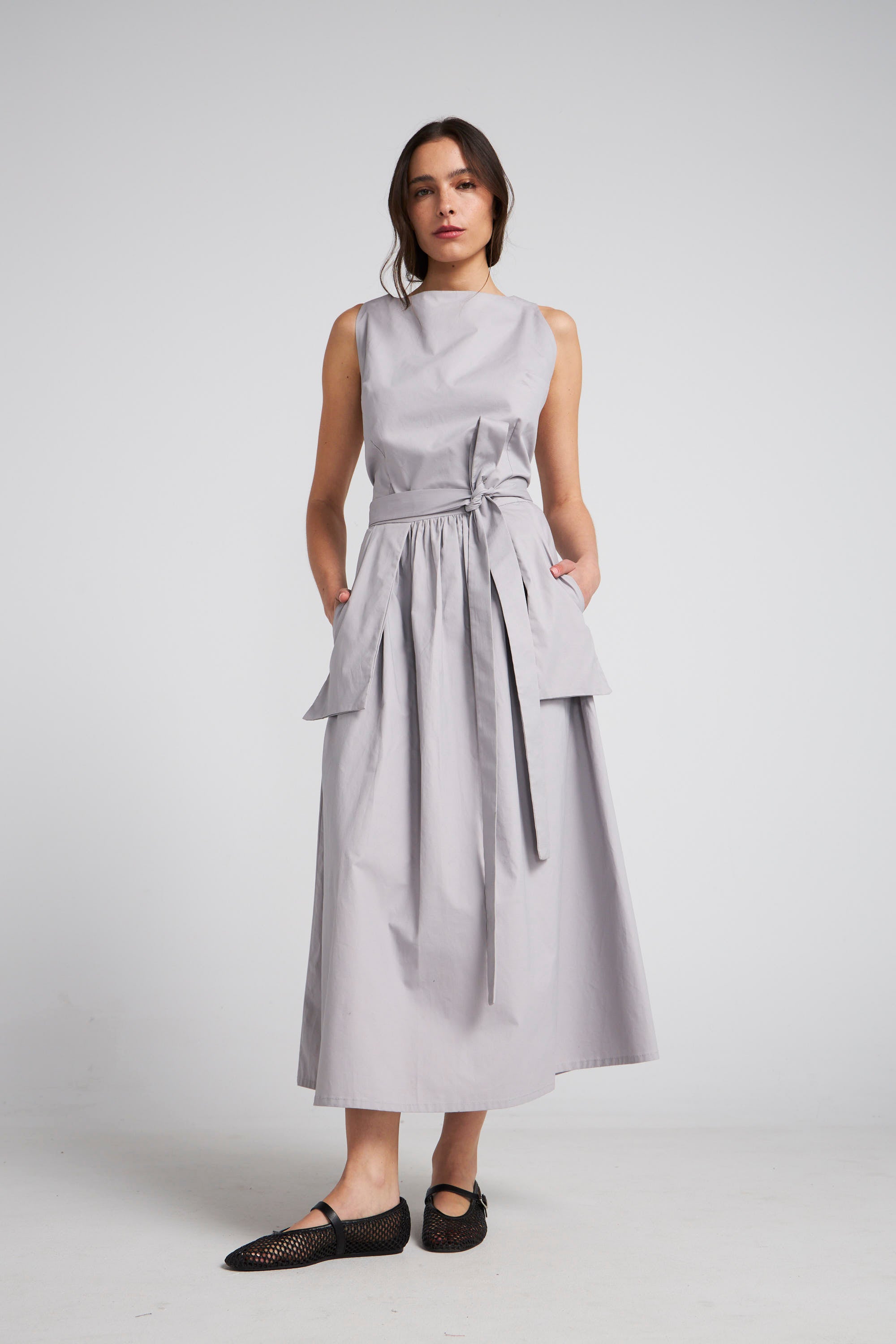Vestido Lebrun Algodón Gris Perla