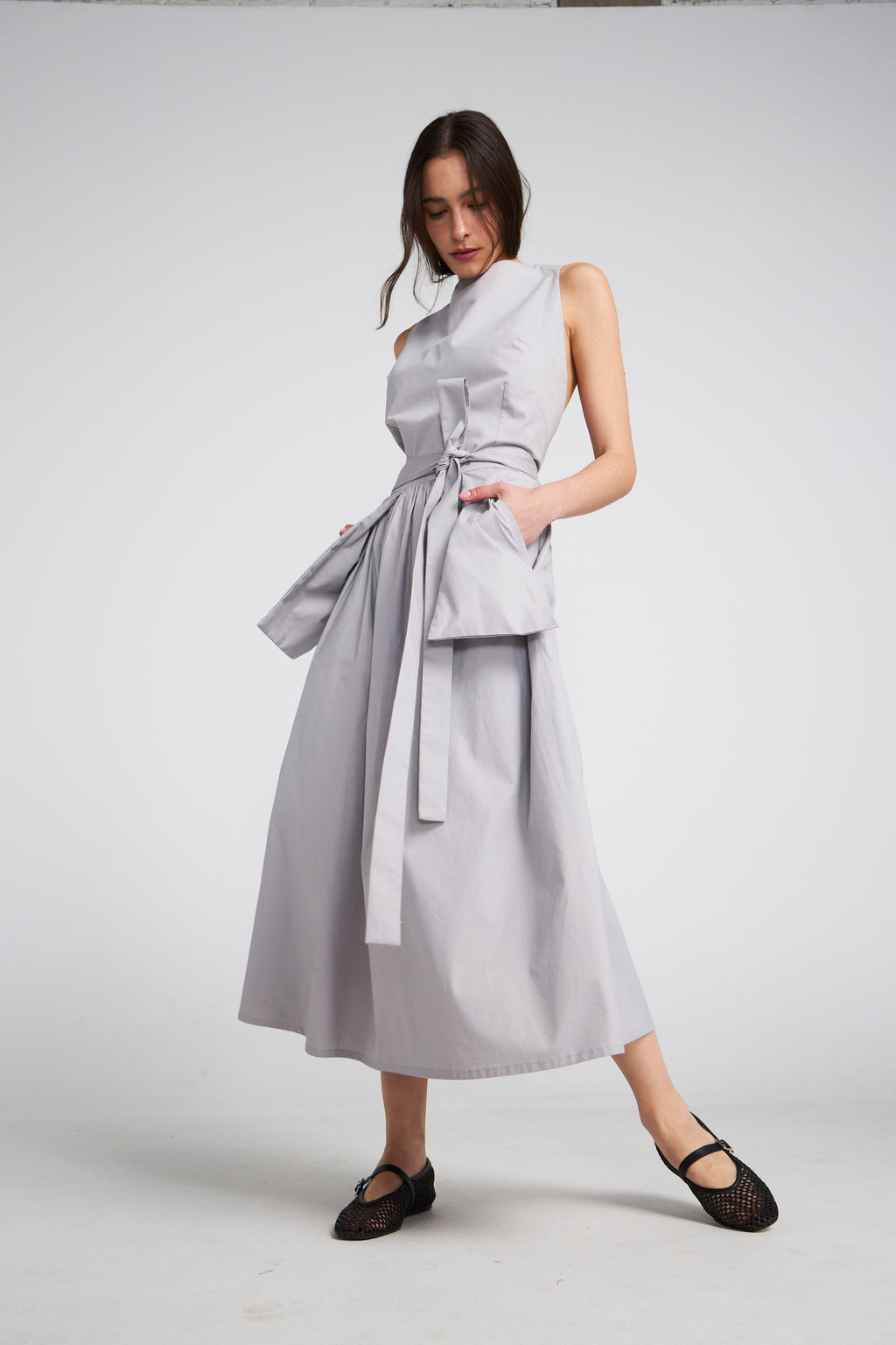 Vestido Lebrun Algodón Gris Perla