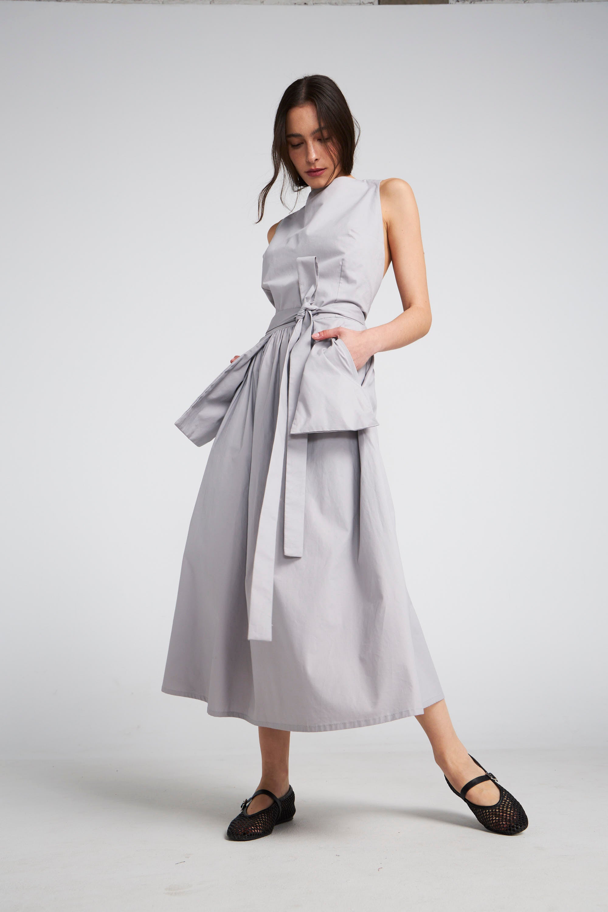 Vestido Lebrun Algodón Gris Perla