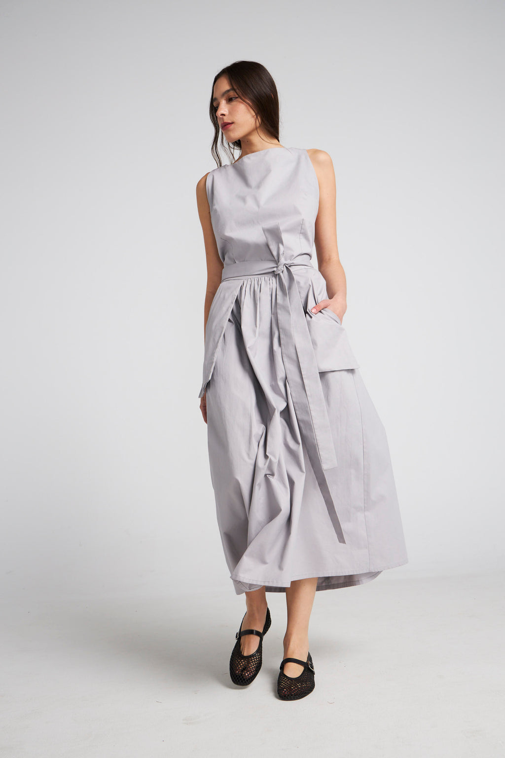 Vestido Lebrun Algodón Gris Perla