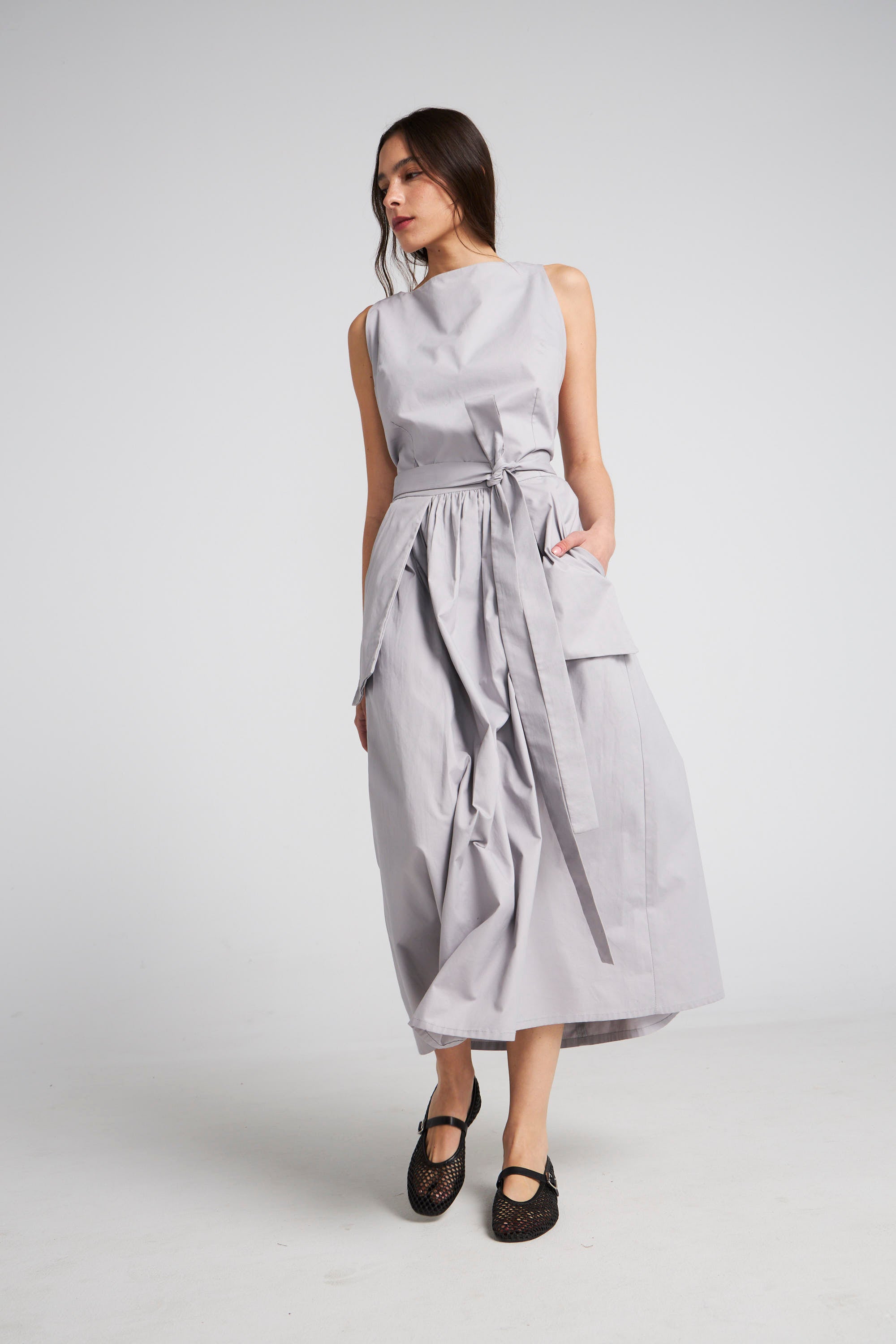 Vestido Lebrun Algodón Gris Perla