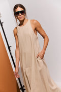 Vestido Globo Lueur Lino Beige