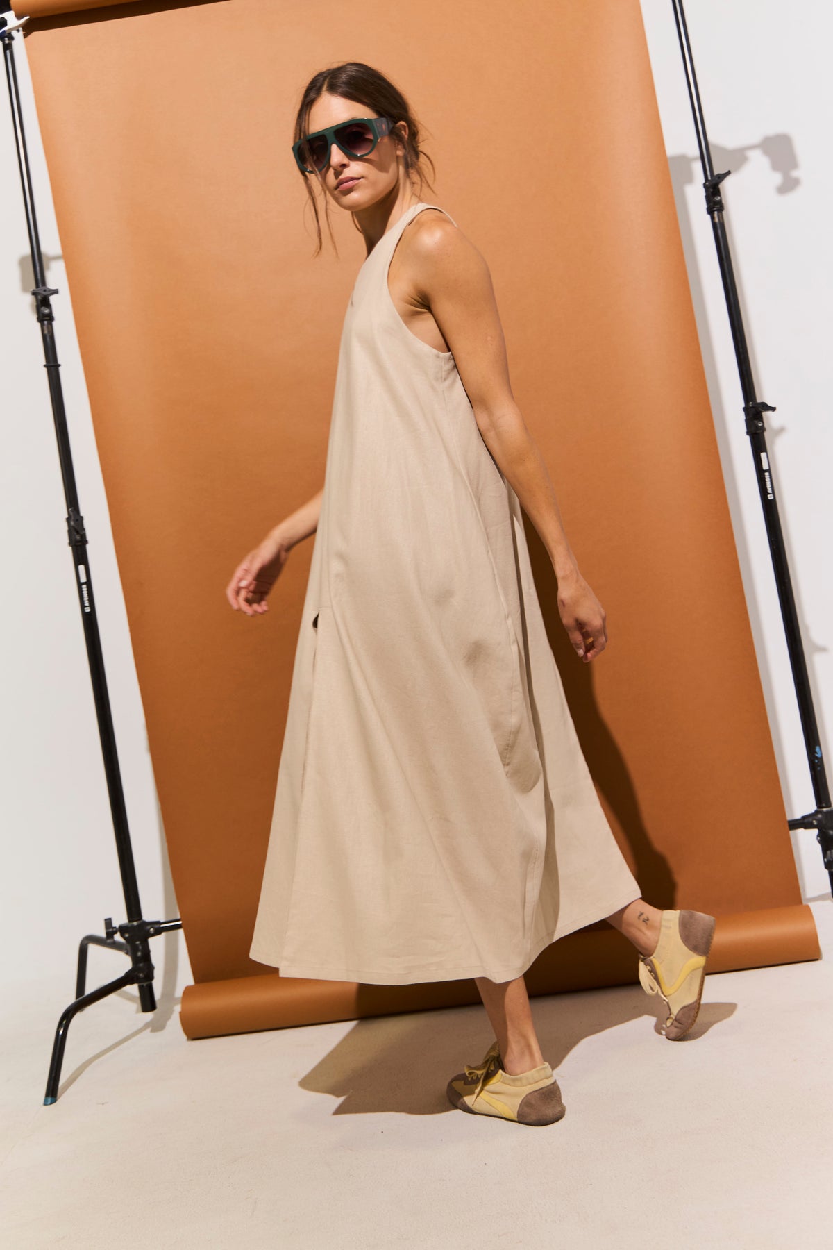 Vestido Globo Lueur Lino Beige