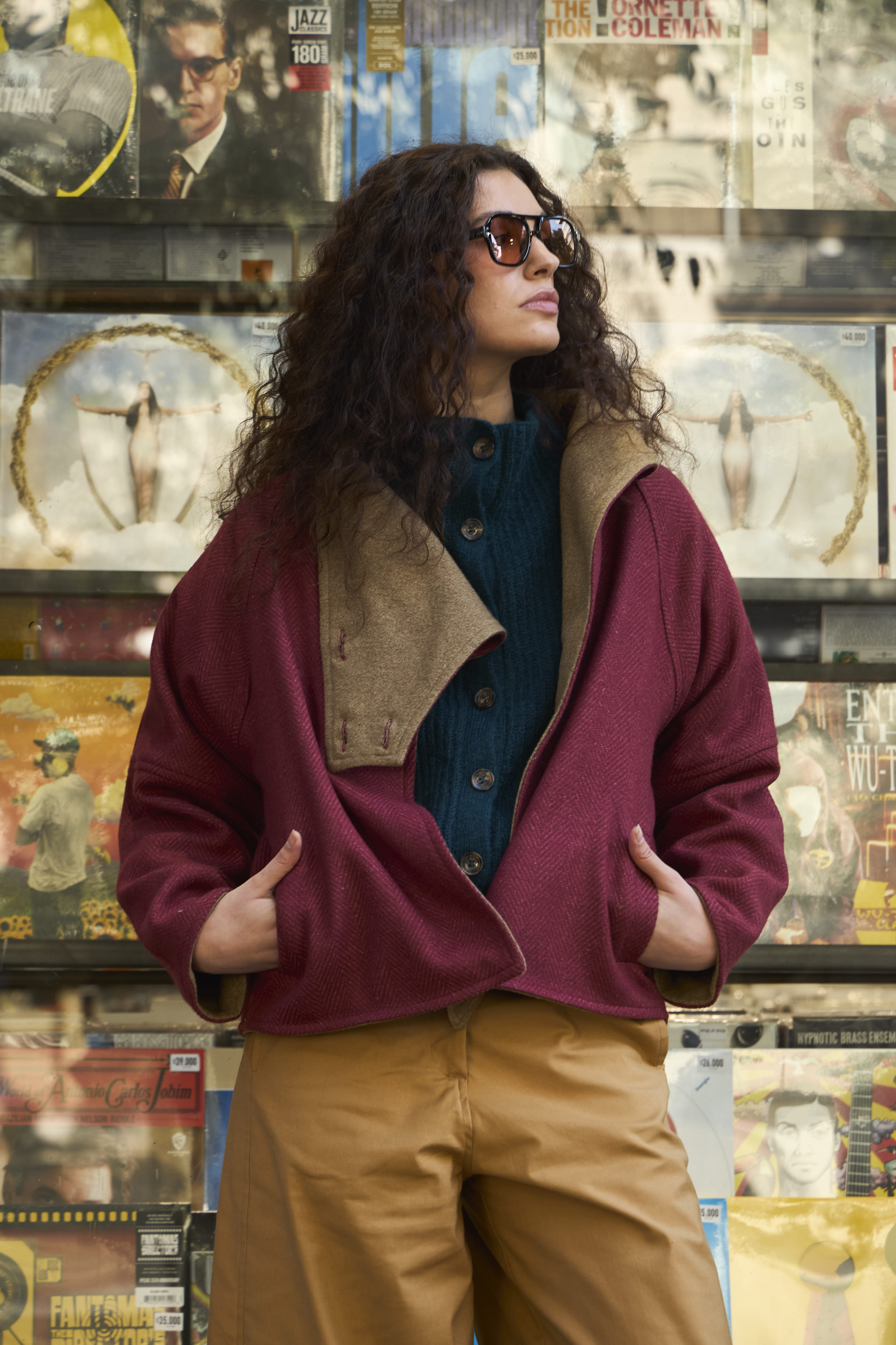 Chaquetón Reversible Candes Lana Senape/ Espiga Guinda