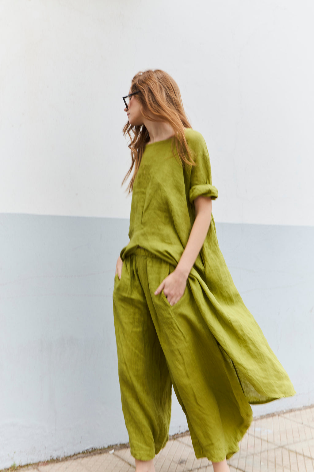 Blusón Léger 100% Lino Verde Lima