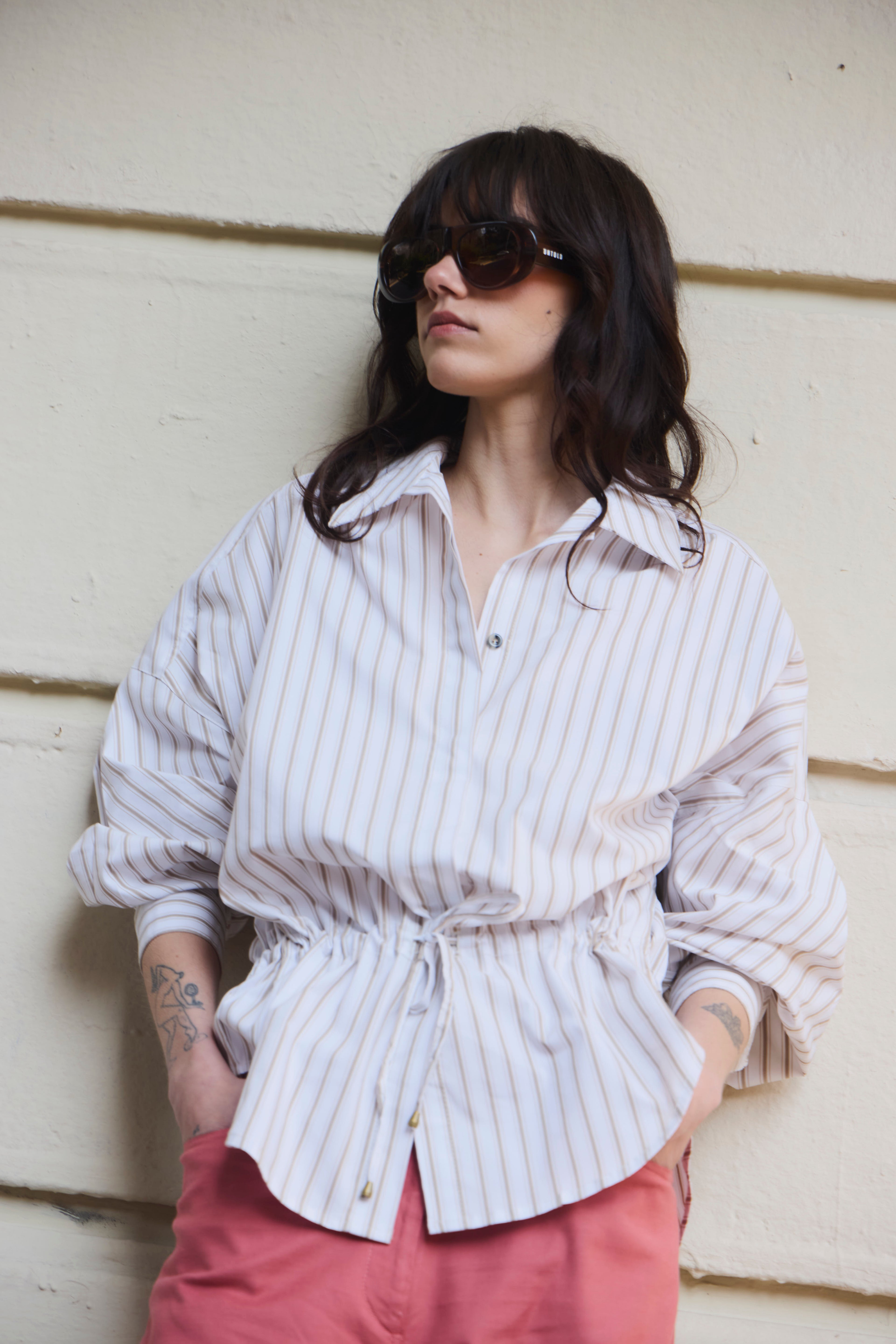 Blusa Ecume Listada Beige