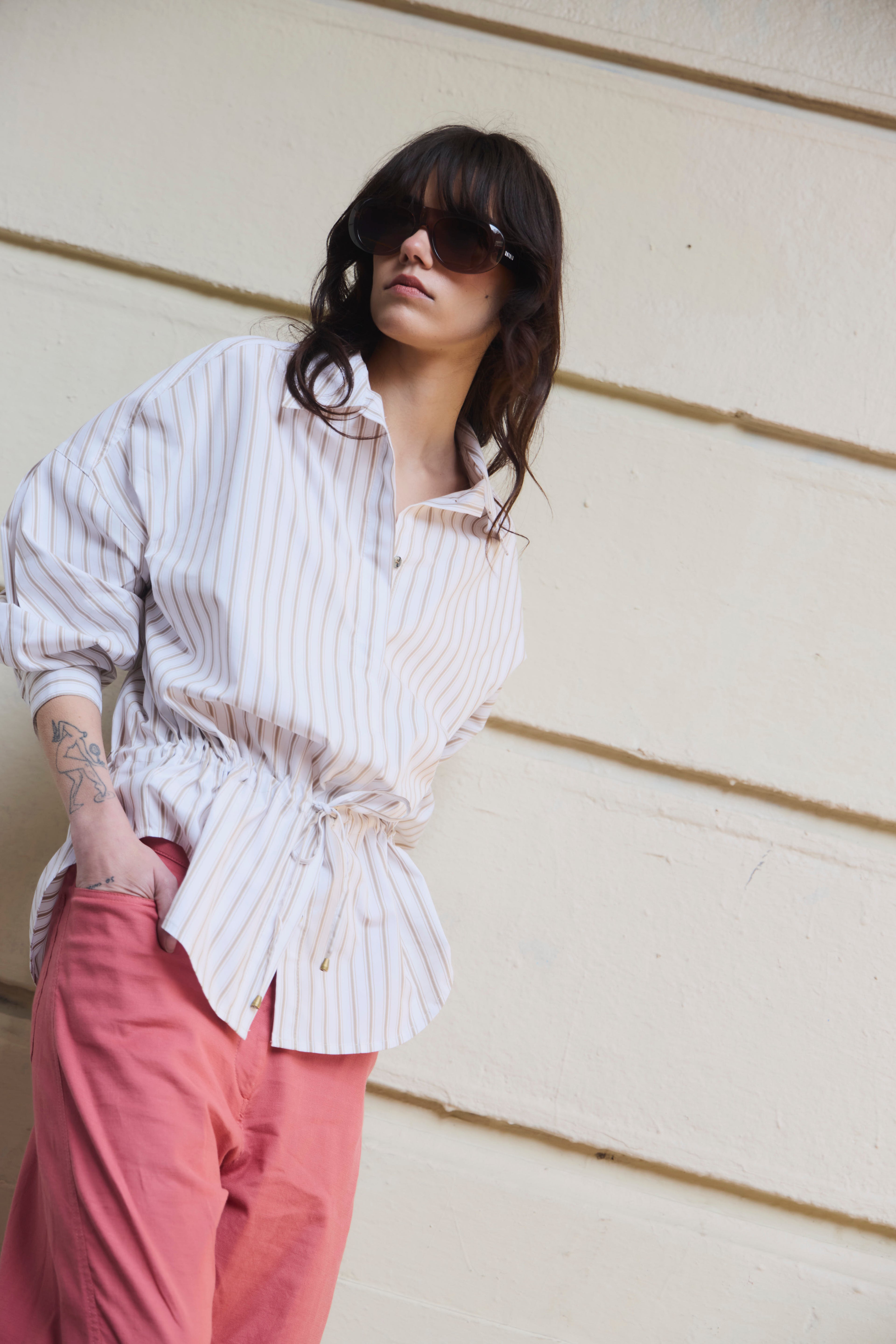 Blusa Ecume Listada Beige