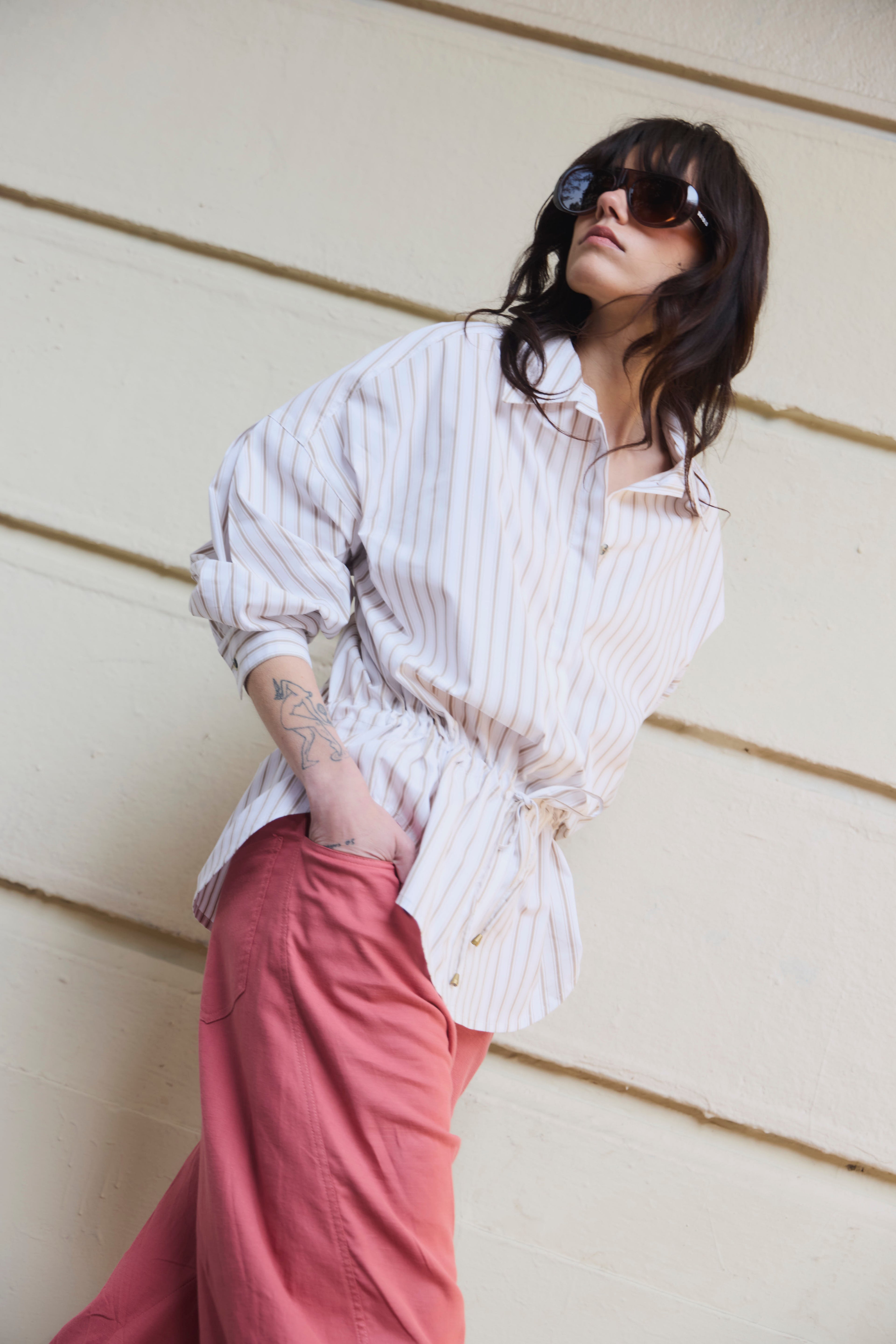 Blusa Ecume Listada Beige