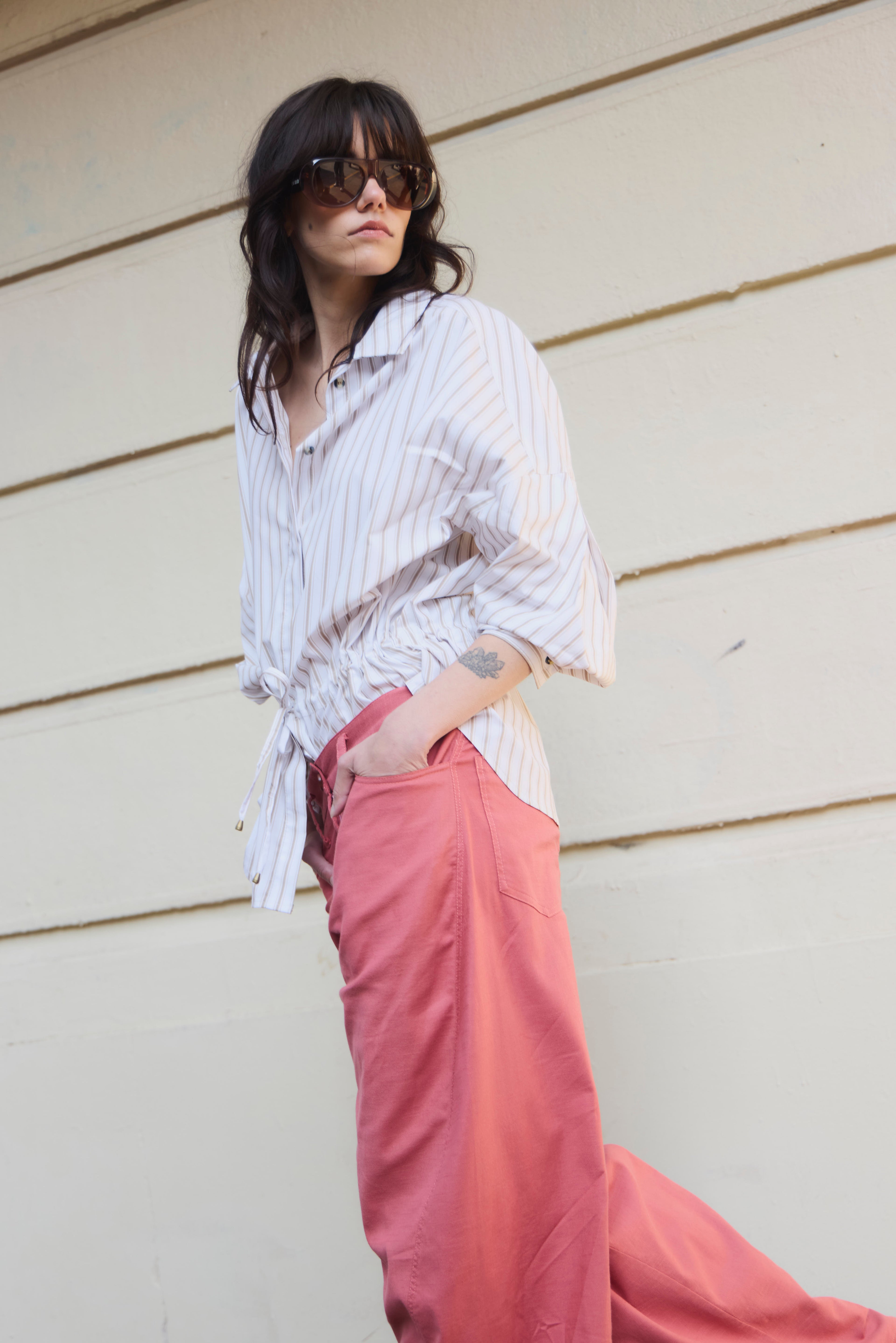 Blusa Ecume Listada Beige