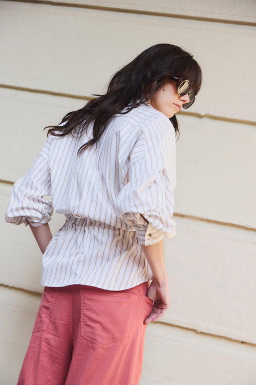 Blusa Ecume Algodón Listada Beige