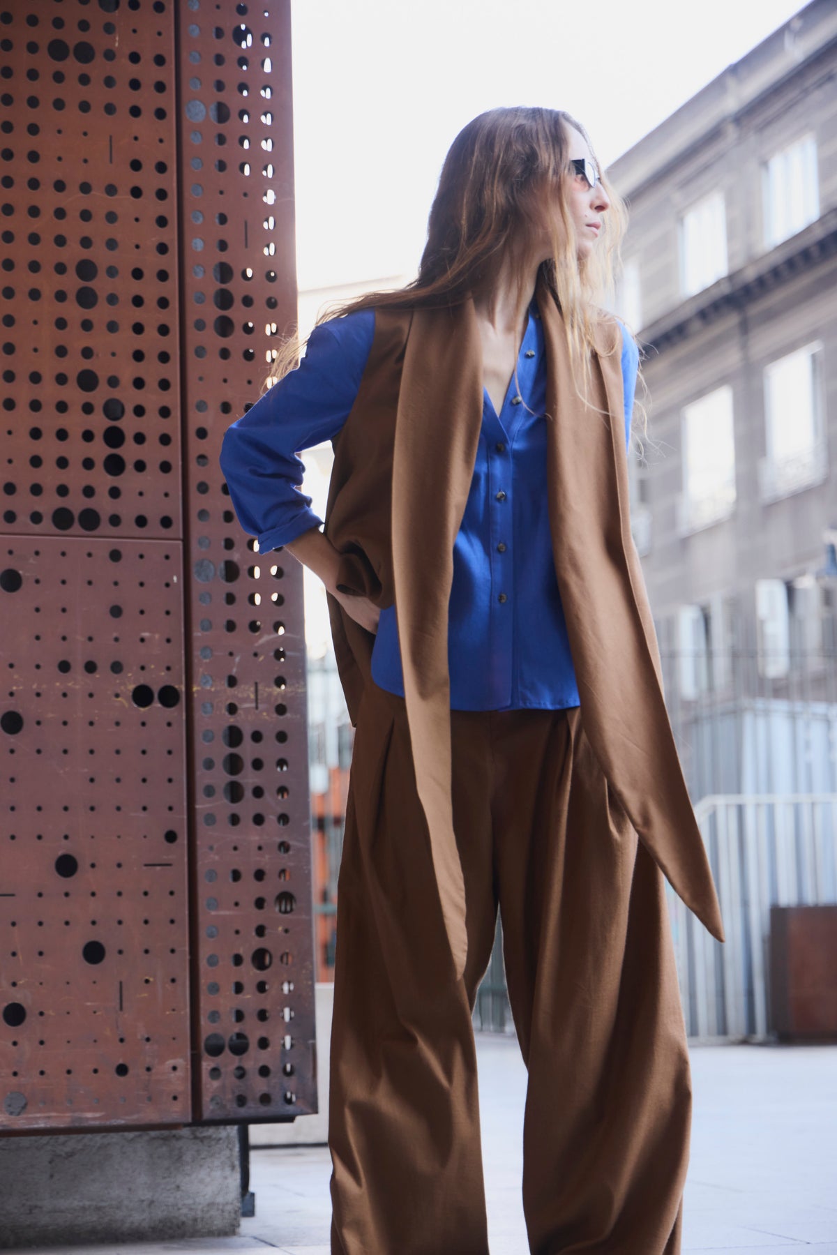 Blazer Sin Mangas Foulard Café