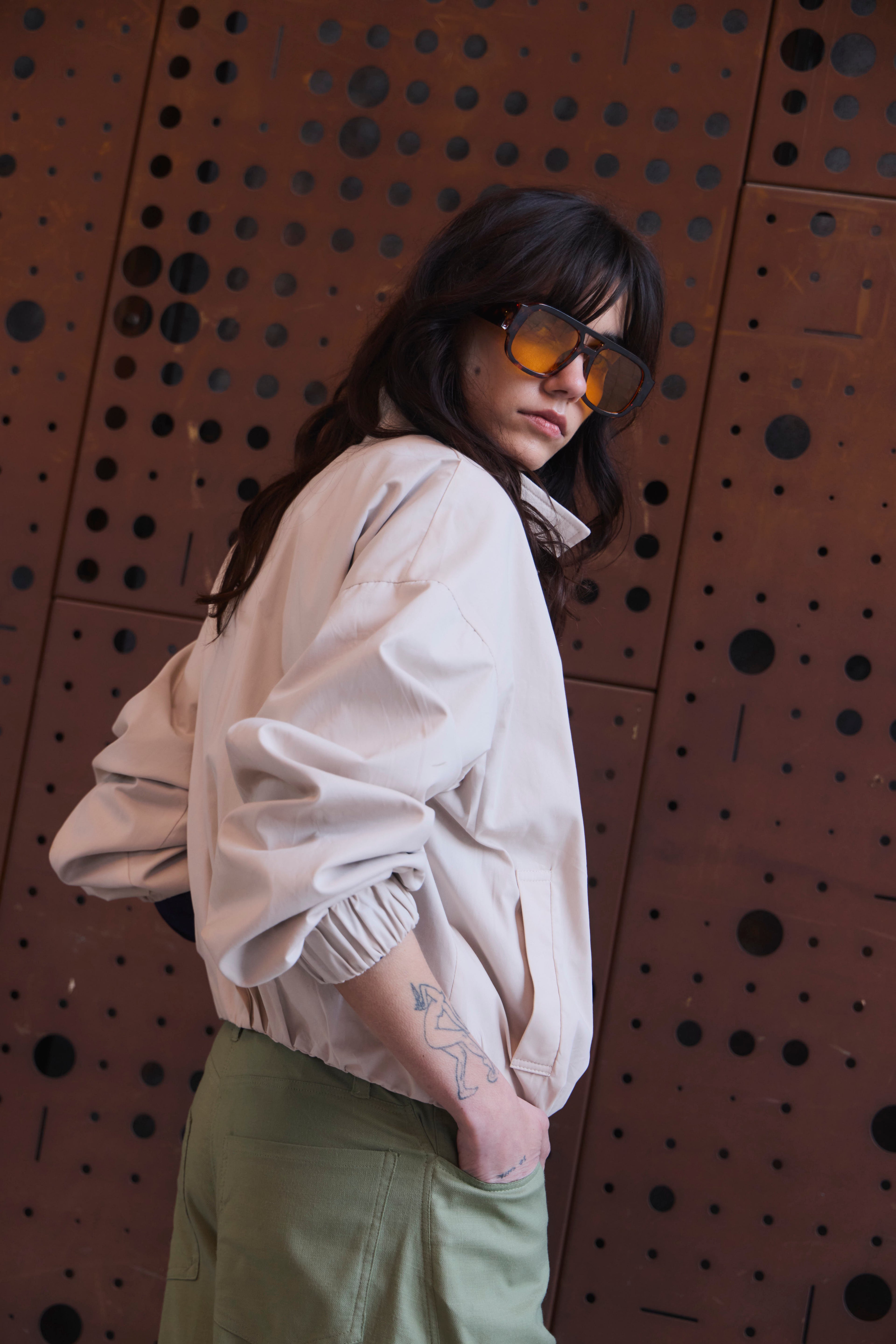 Bomber Vibrance Gabardina Crema