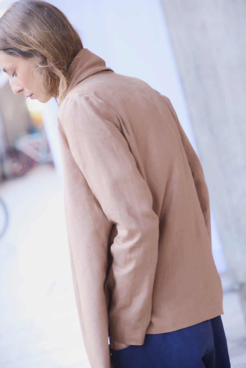 Blazer Mouchoir 100% Lino Camel