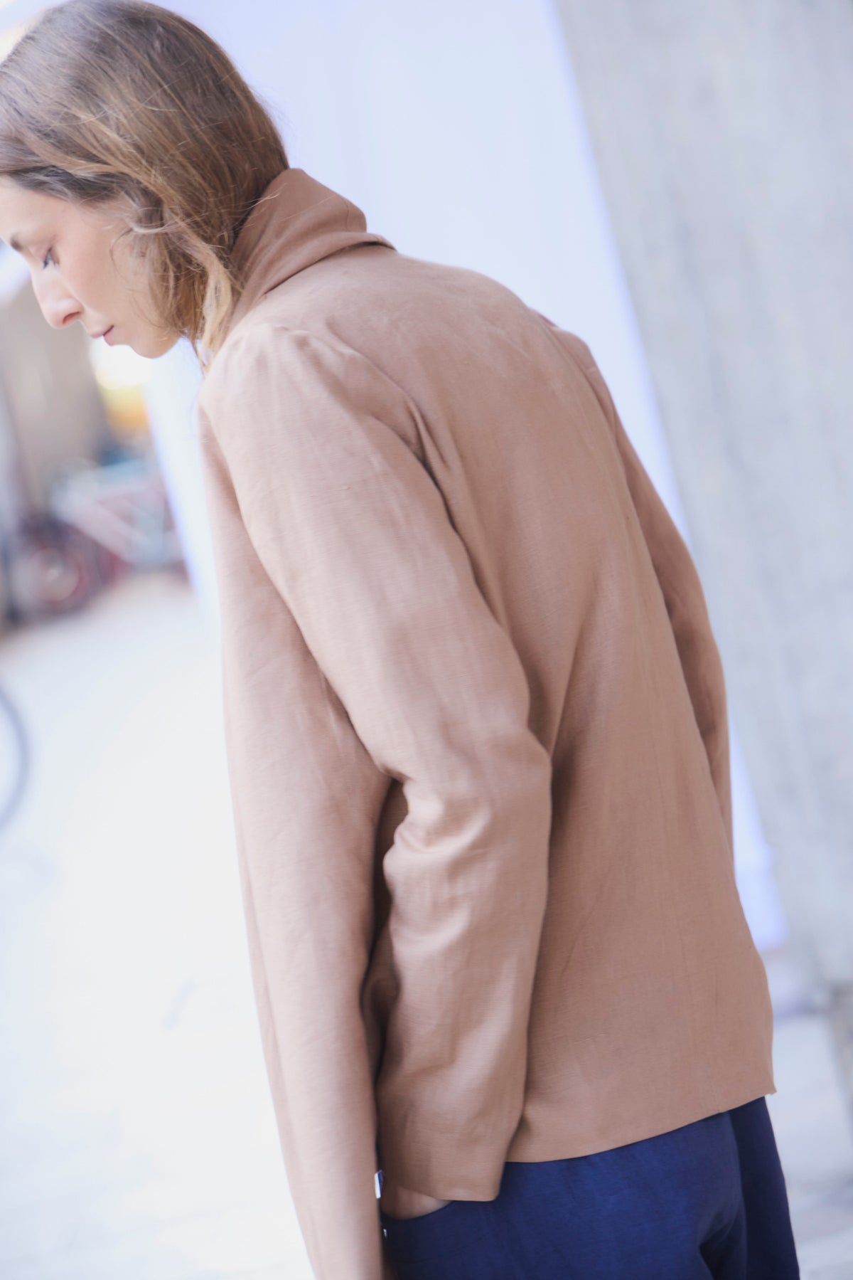 Blazer Mouchoir 100% Lino Camel