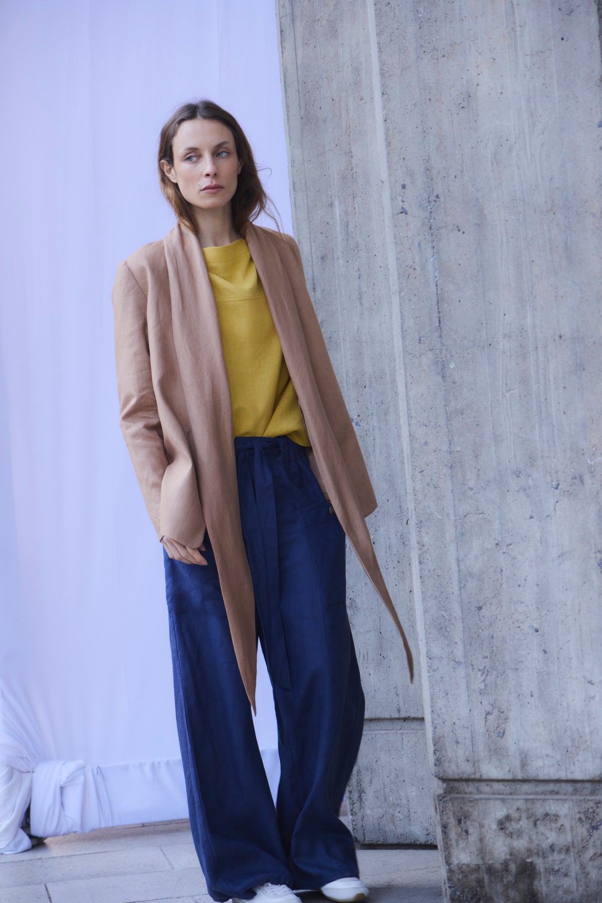 Blazer Mouchoir 100% Lino Camel