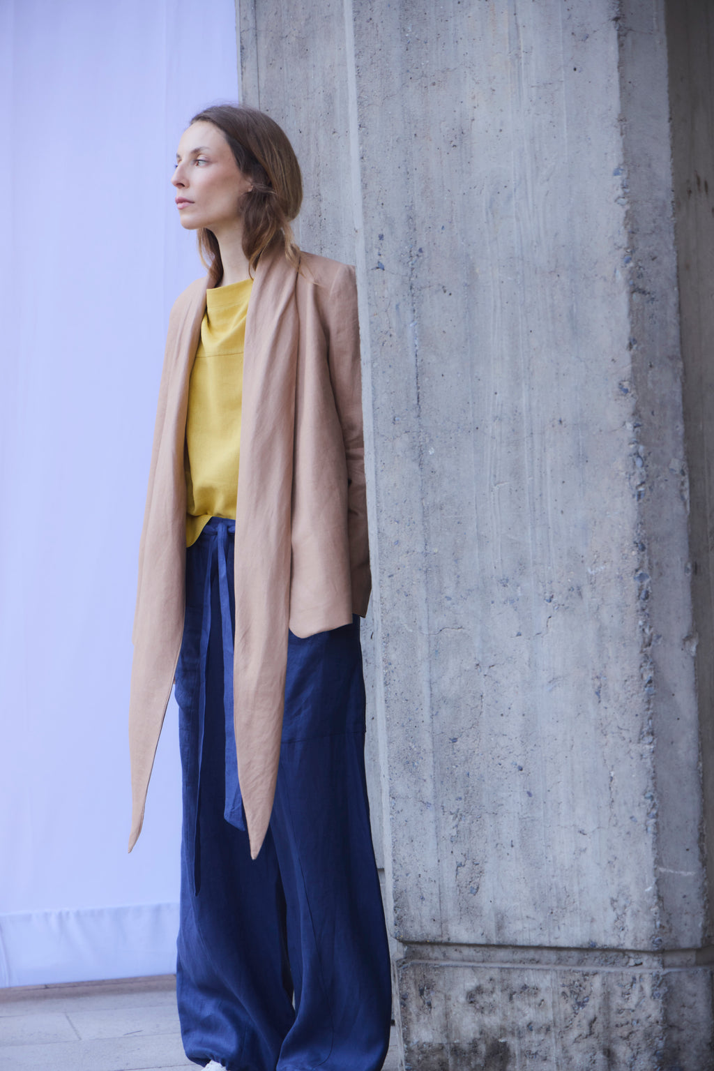 Blazer Mouchoir 100% Lino Camel