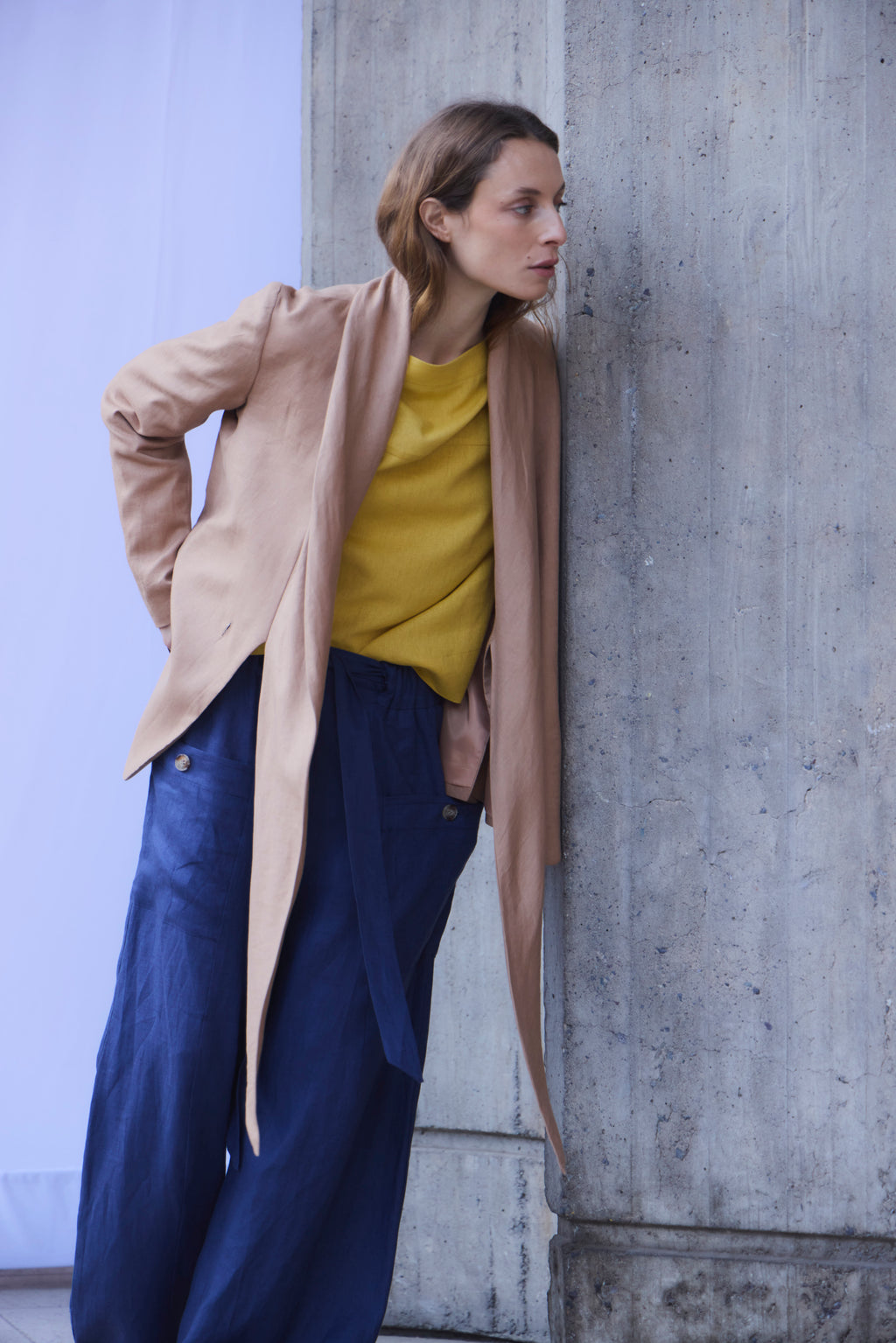 Blazer Mouchoir 100% Lino Camel