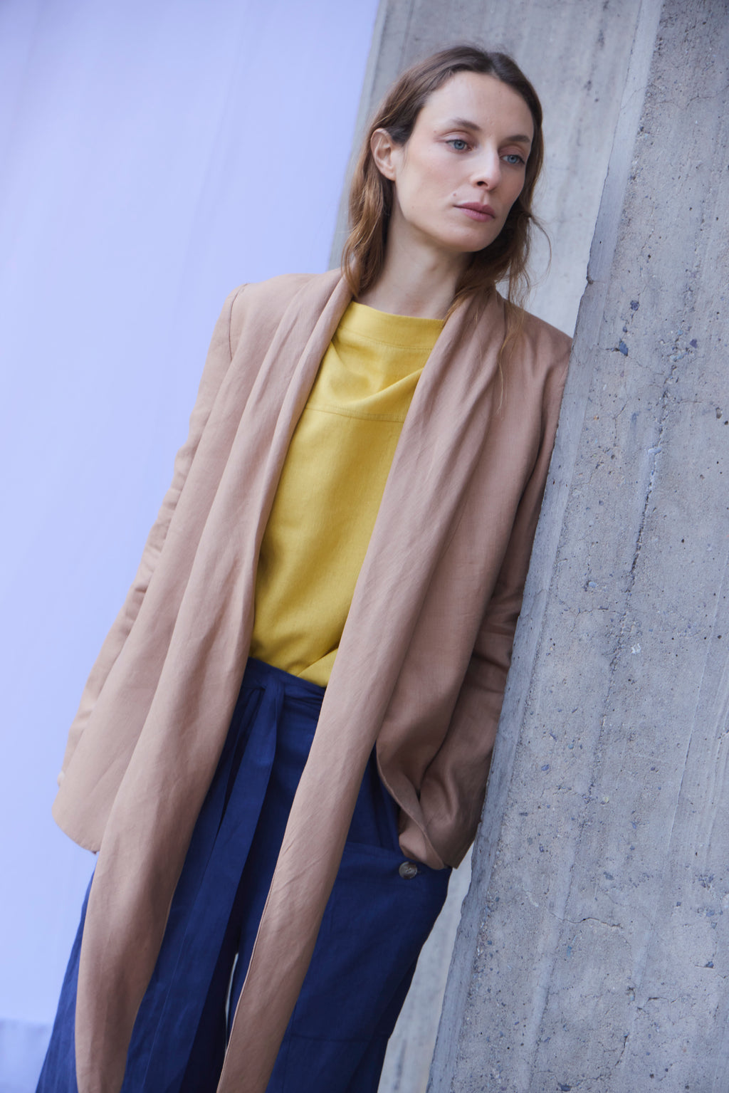 Blazer Mouchoir 100% Lino Camel