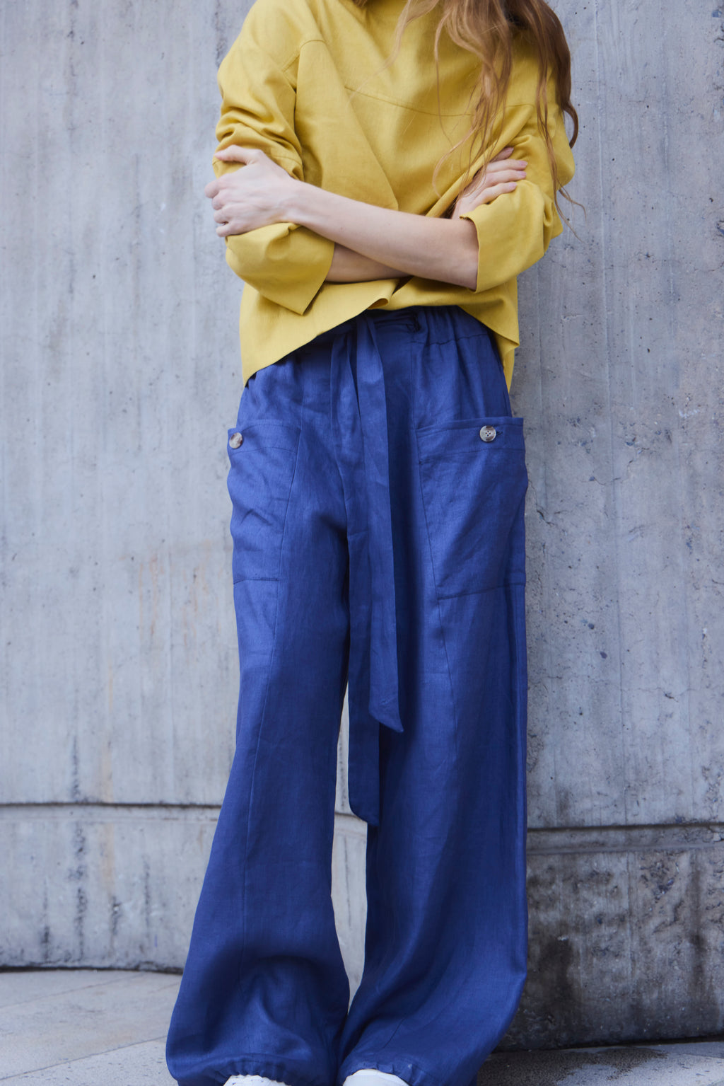 Pantalon Ferveur 100% Lino Azul