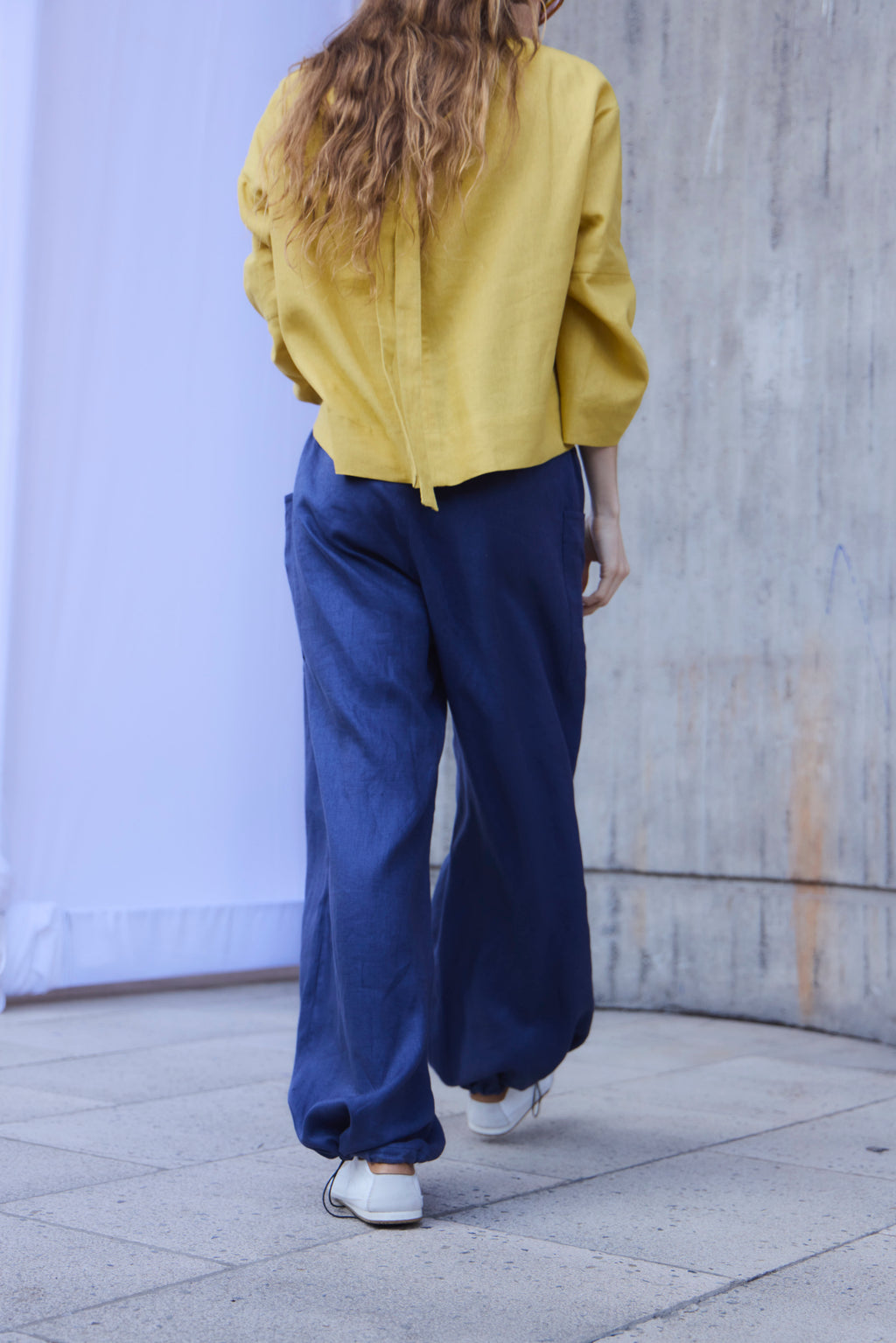 Pantalon Ferveur 100% Lino Azul