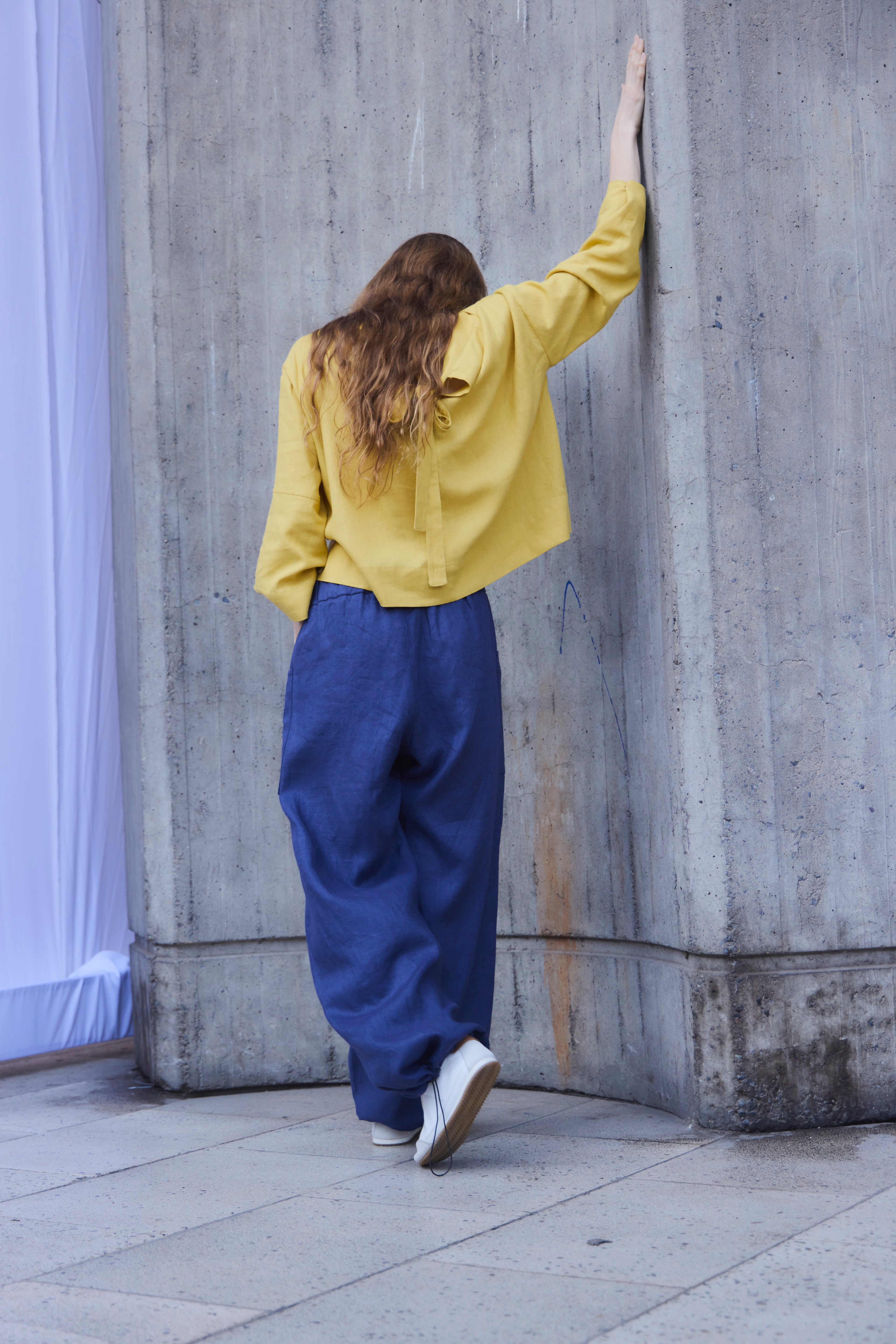 Pantalon Ferveur 100% Lino Azul
